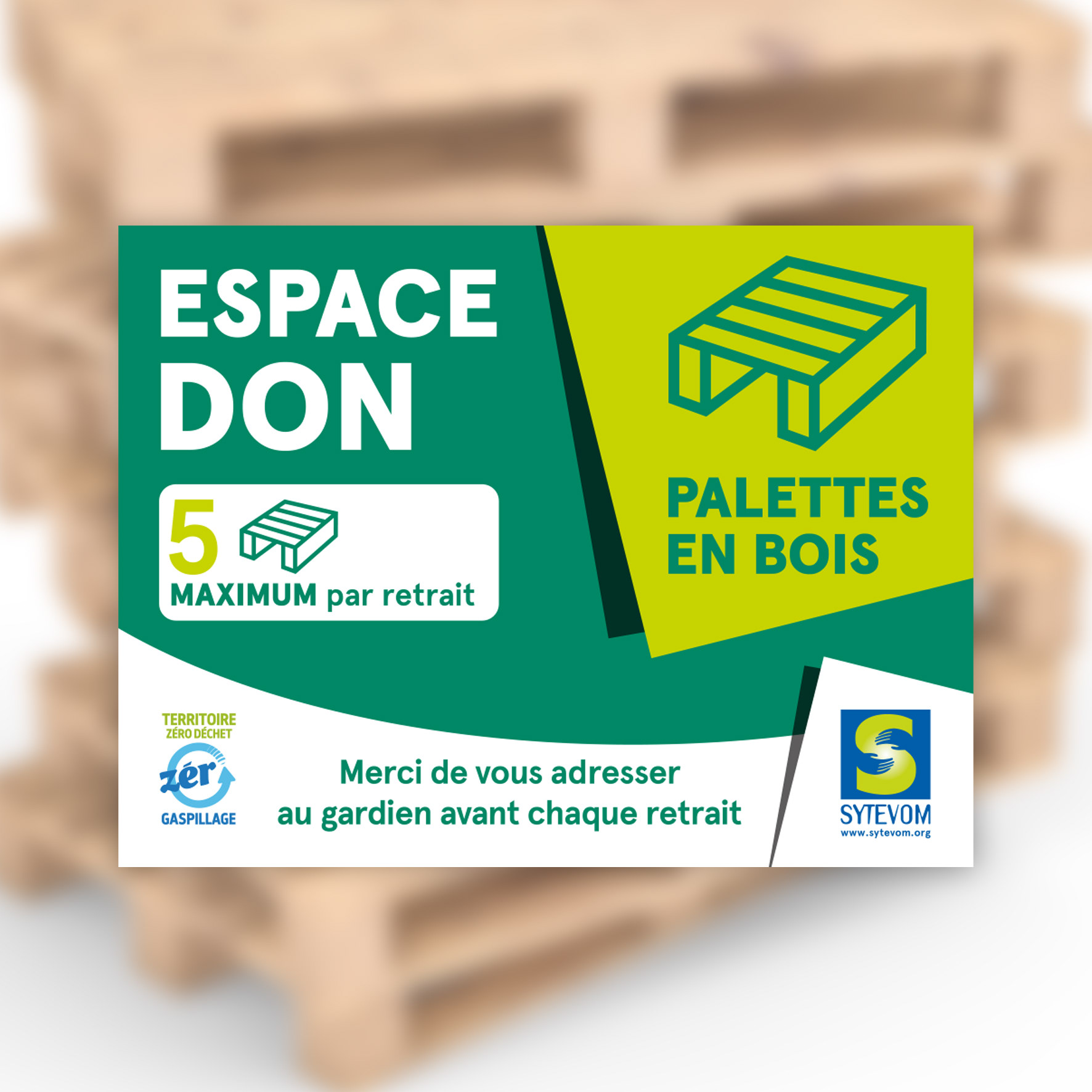Panneau Espace don palettes pour le Sytevom.