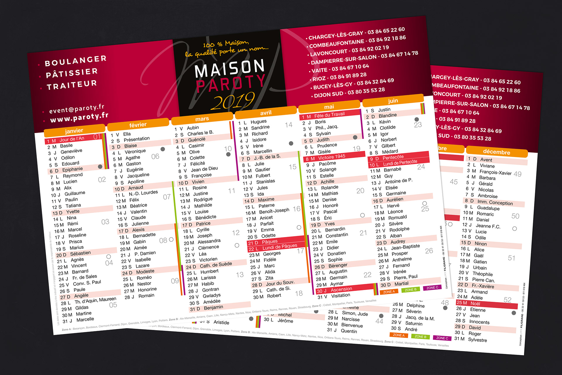 Calendrier souple Maison Paroty.