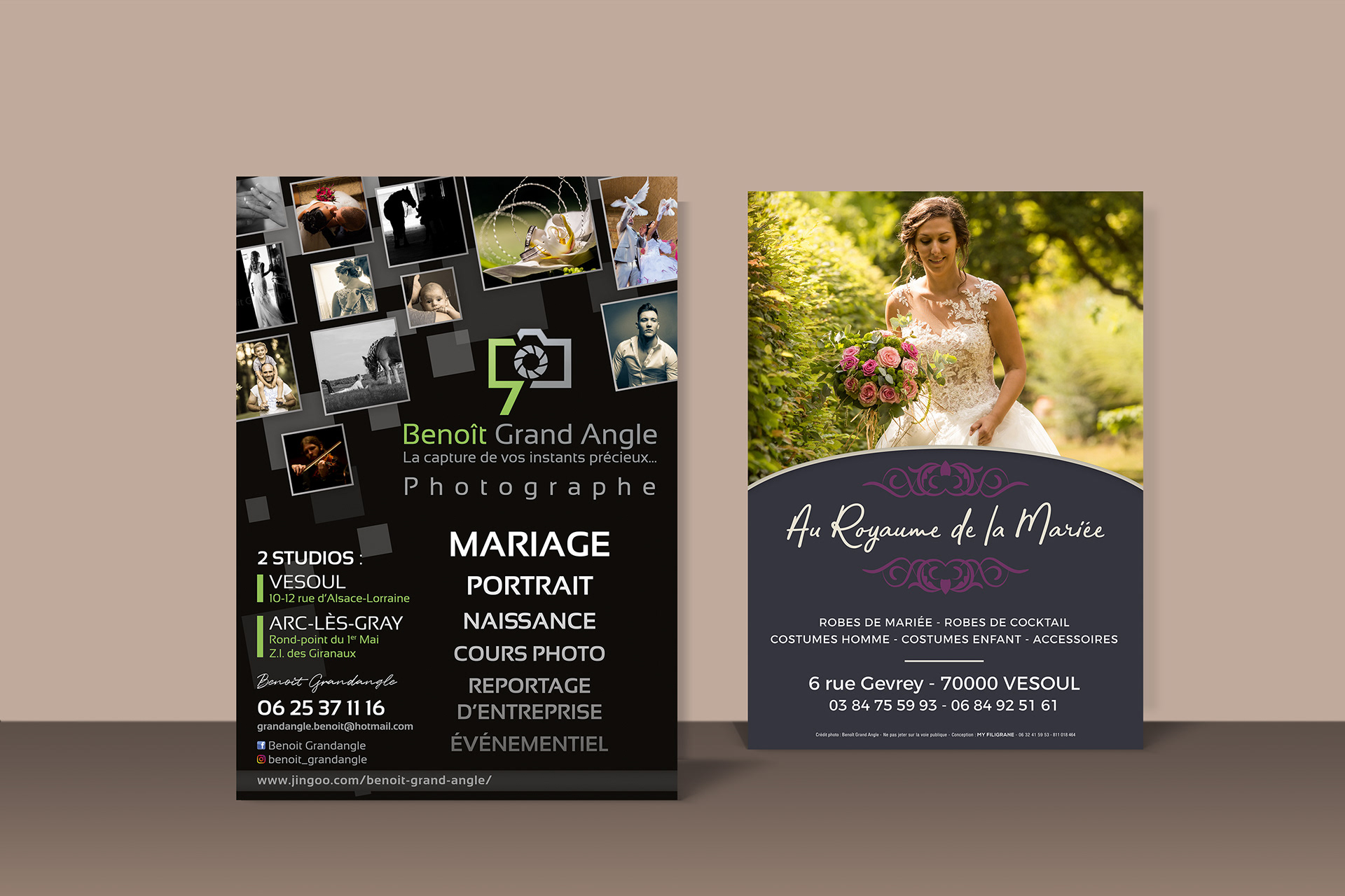 Flyer (tract) Benoît Grand Angle et Royaume de la Mariée.