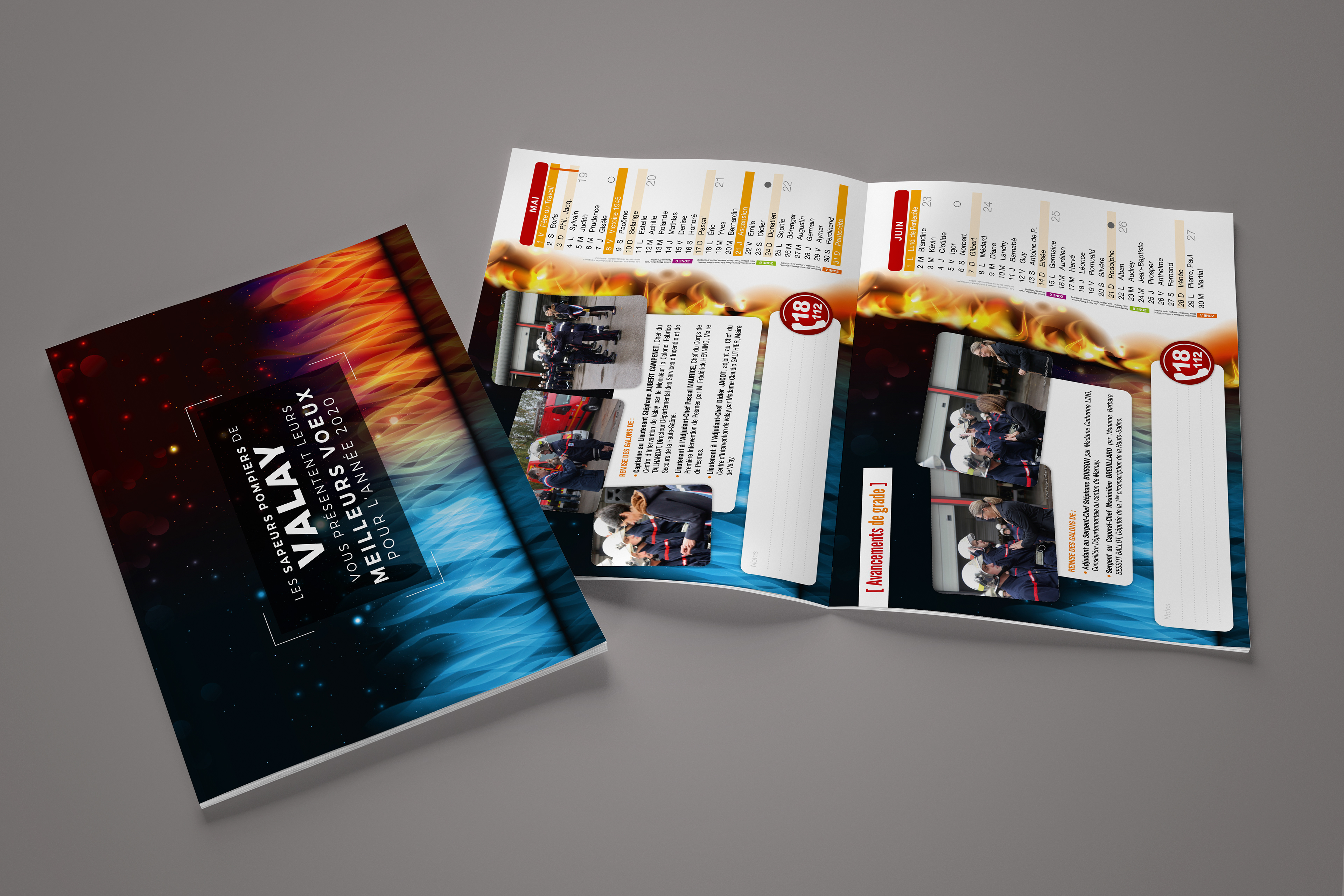 Calendrier broché des Pompiers de Valay.