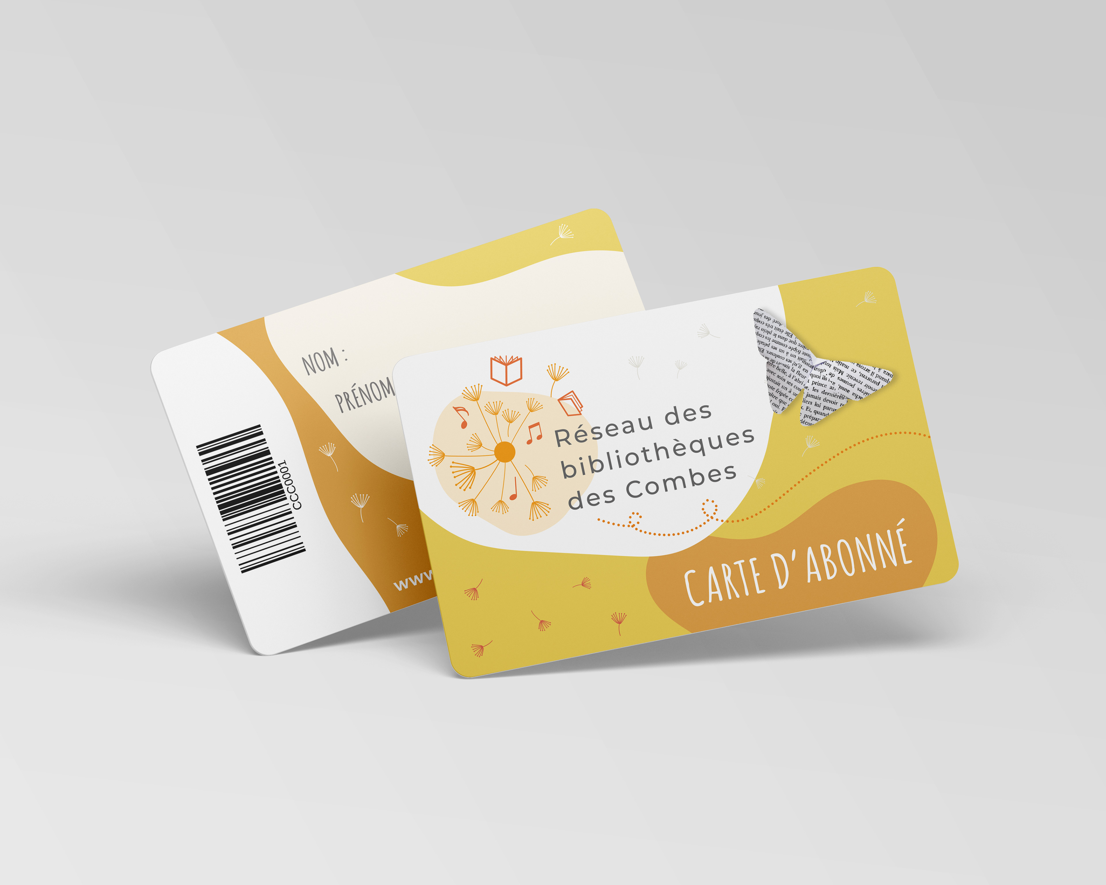 Cartes d'abonné pour le réseau de bibliothèques de la communauté de communes des Combes.