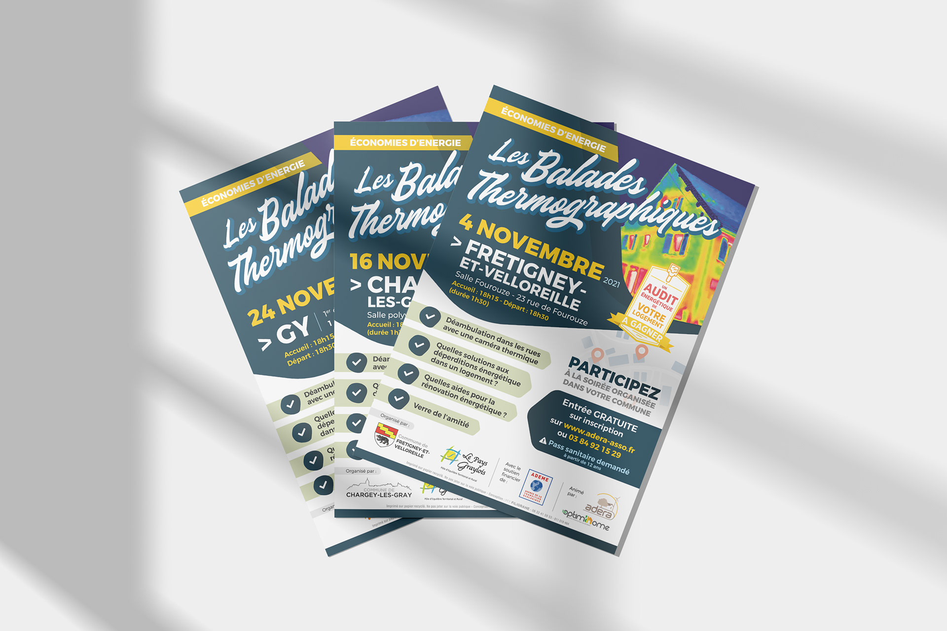 Flyers Balades hermographiques pour l'ADERA.