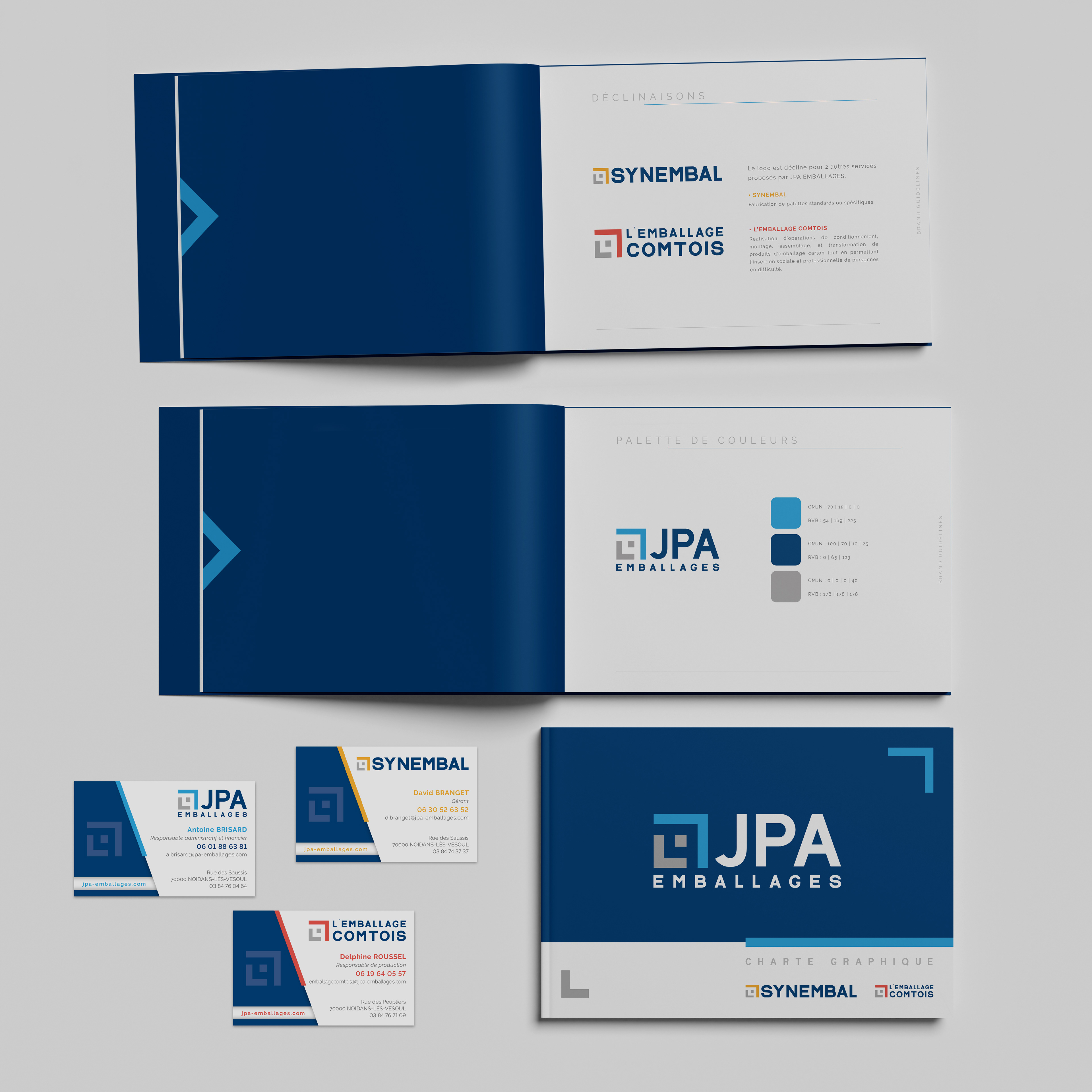LOGO JPA EMBALLAGES, SYNEMBAL ET L'EMBALLAGE COMTOIS