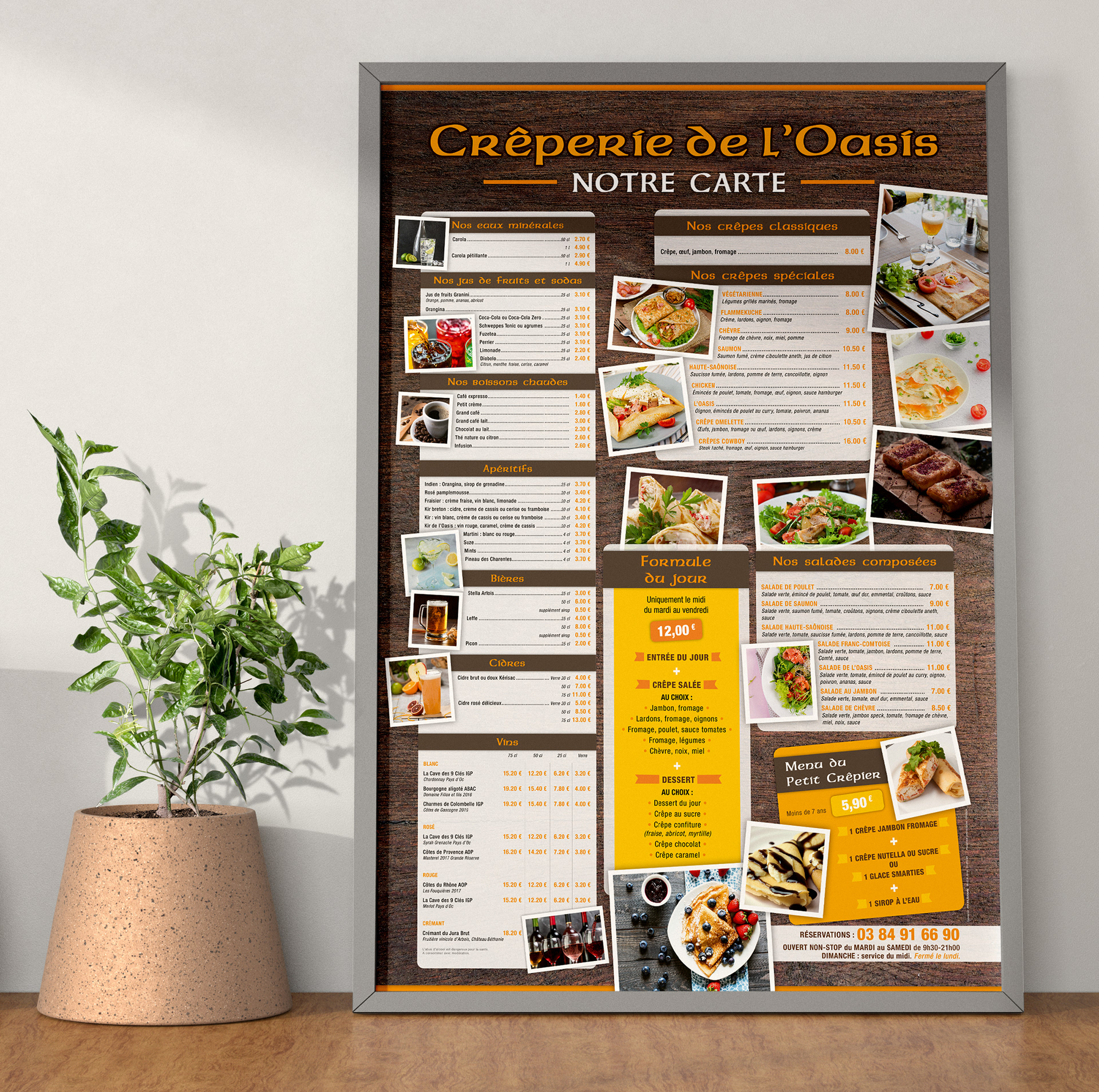 Affiche carte - La Crêperie de l'Oasis.