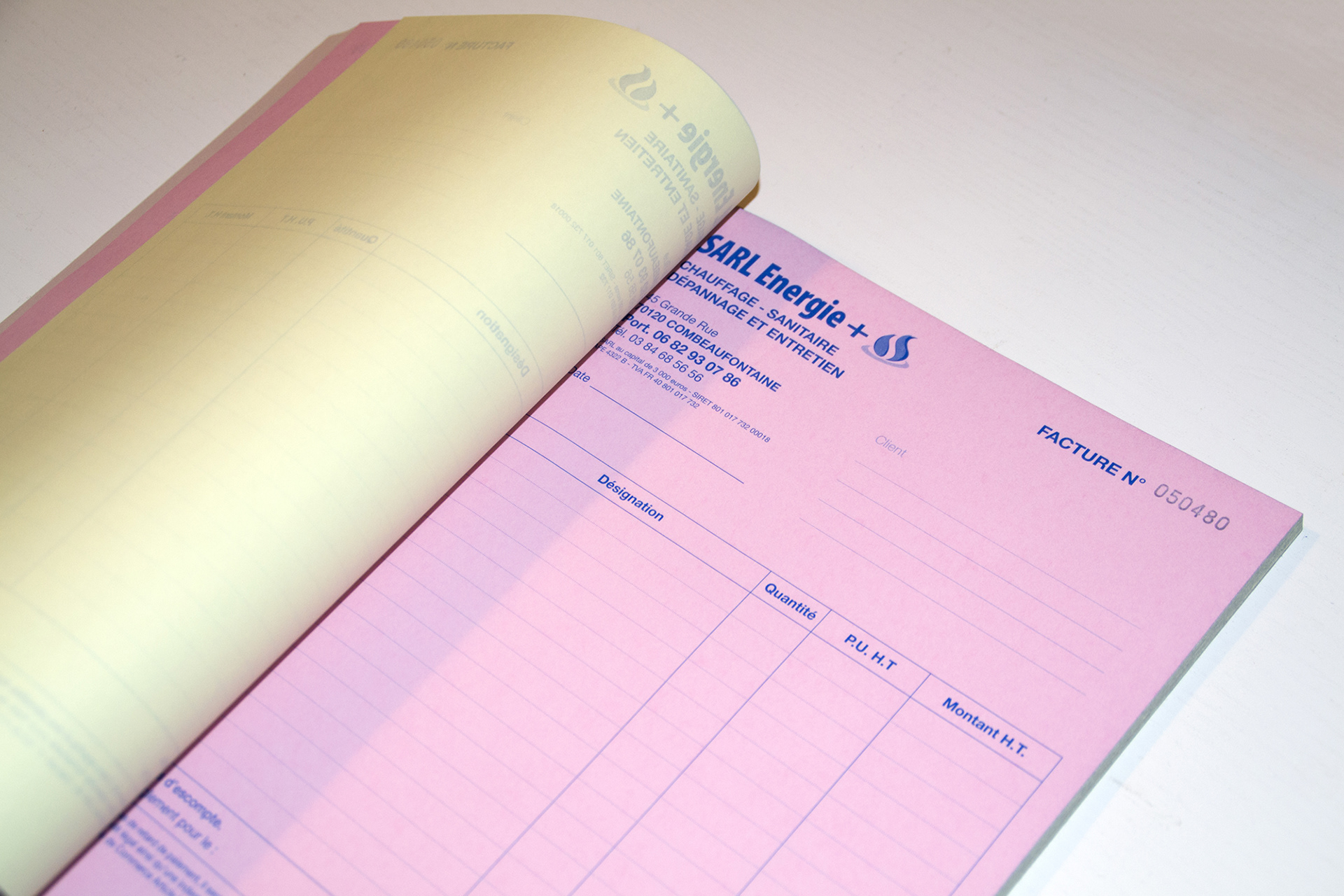 Carnet autocopiant (facturier) Energie+