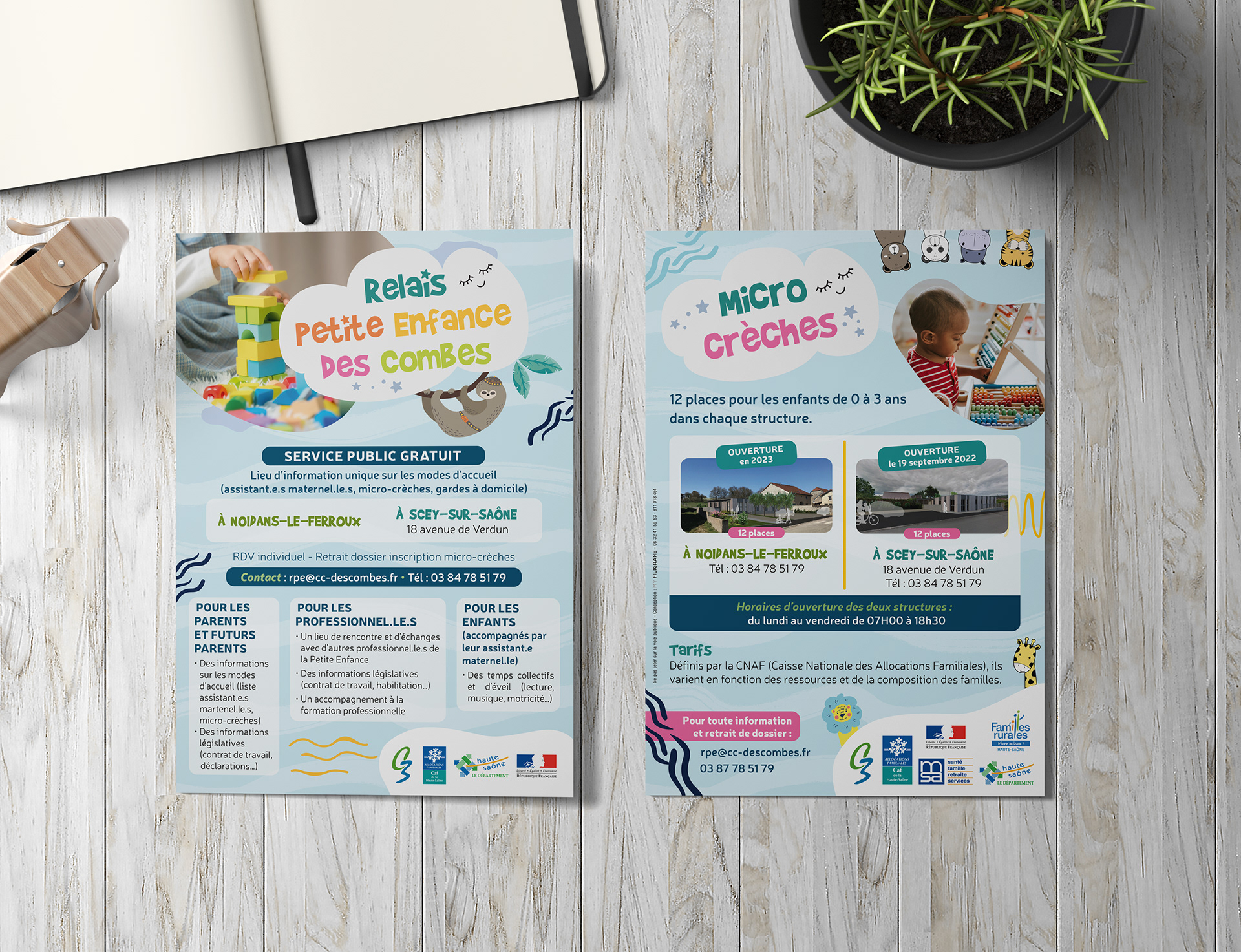 Flyer pour le RPE et les micro-crèches des Combes.