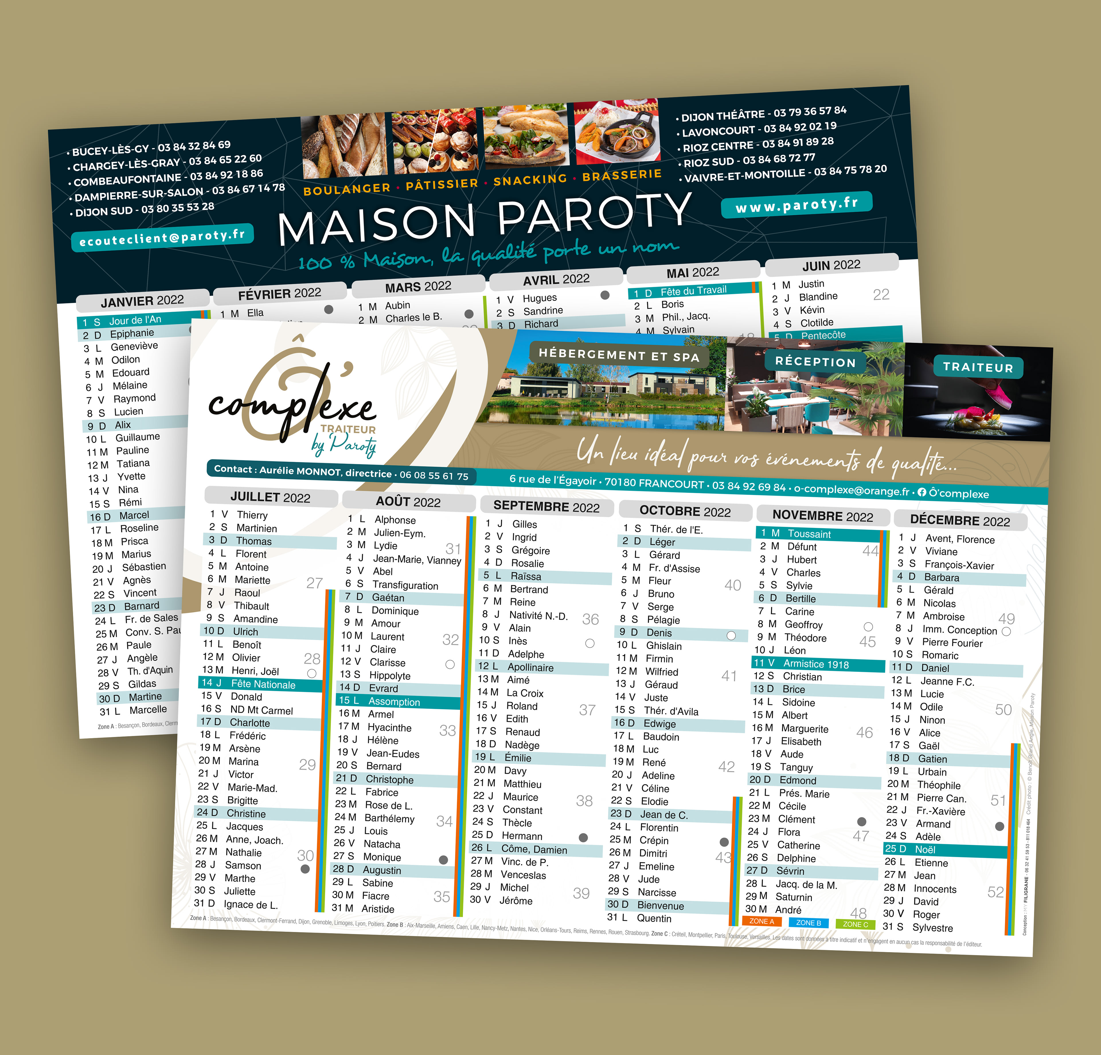 Calendrier souple Maison Paroty et Ô'Complexe.