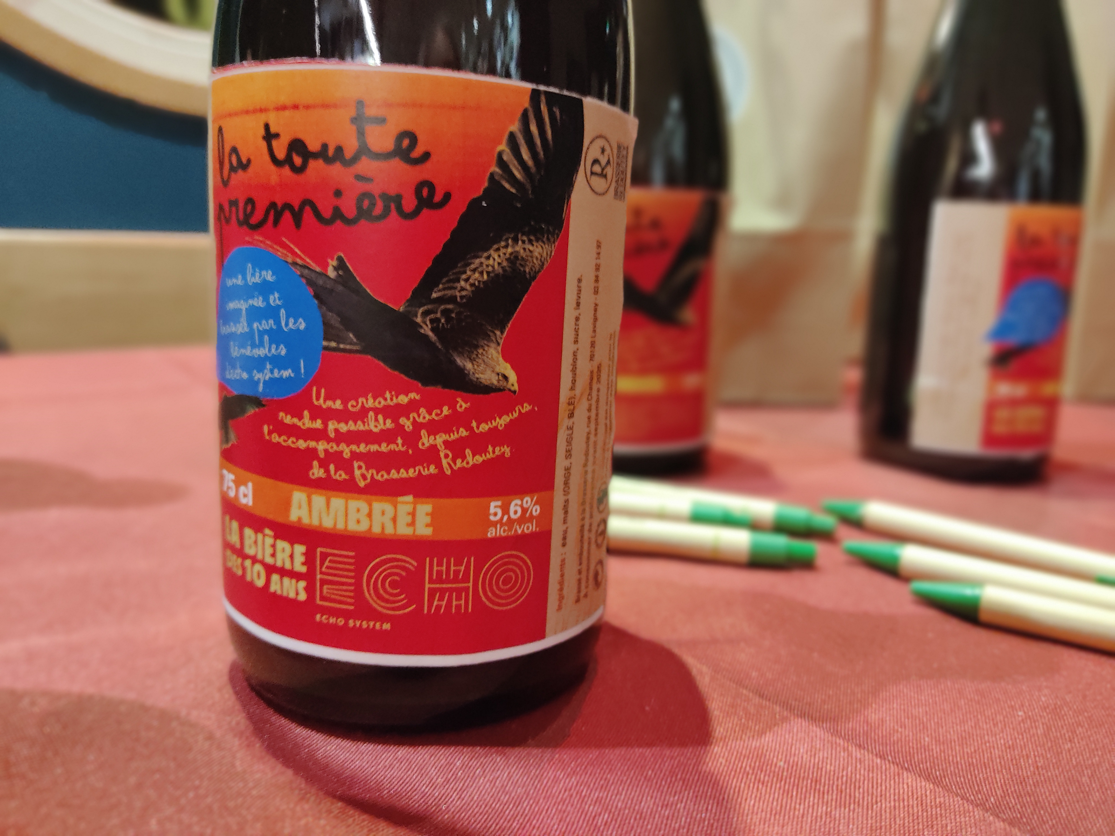 Etiquette de bière "La Toute Première" pour Echo System.