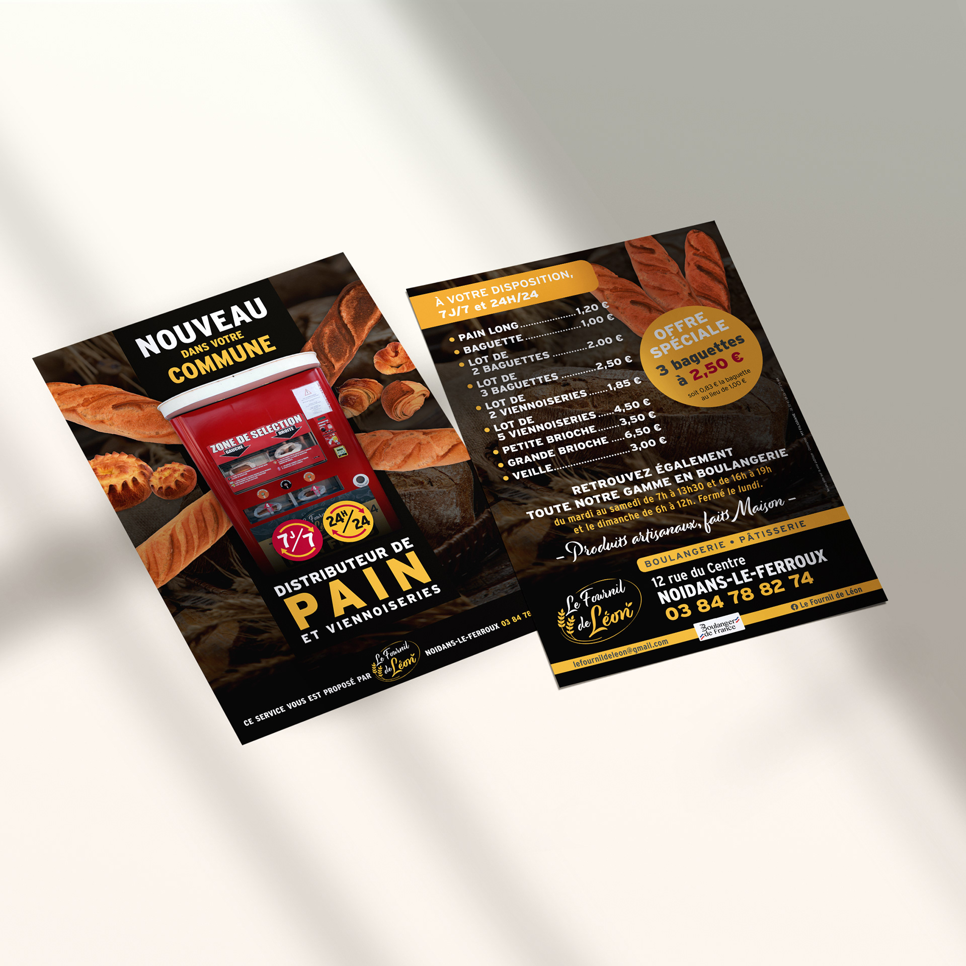 Flyers pour Le Fournil de Léon.
