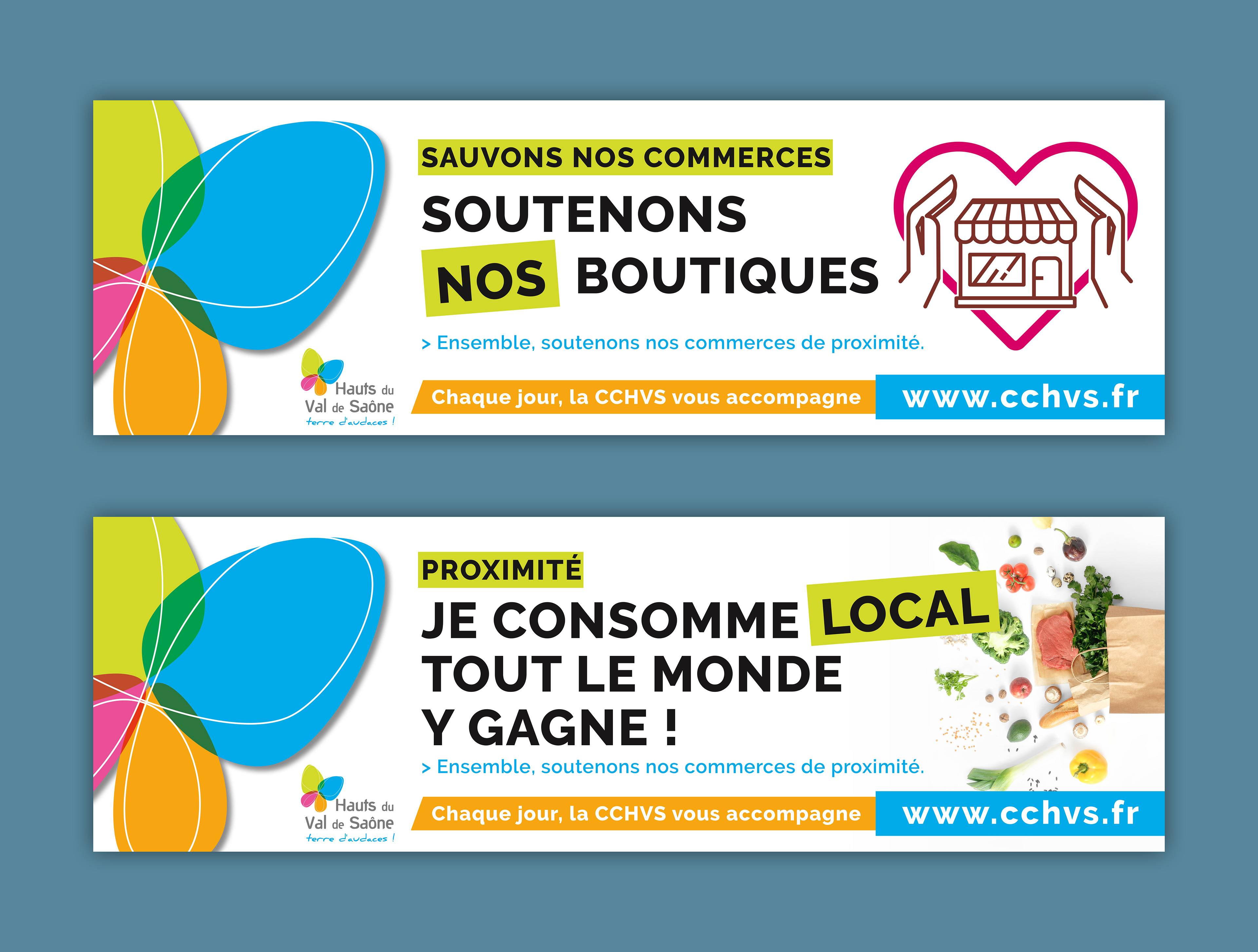 Bannières pour la Communauté de Communes des Hauts du Val de Saône.