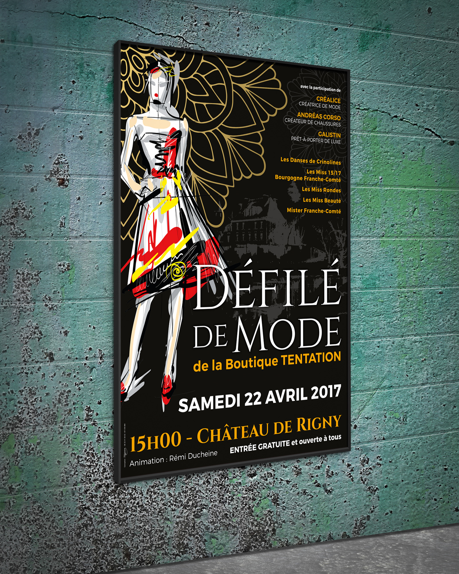 Affiche Défilé de Mode - Boutique Tentation Gray