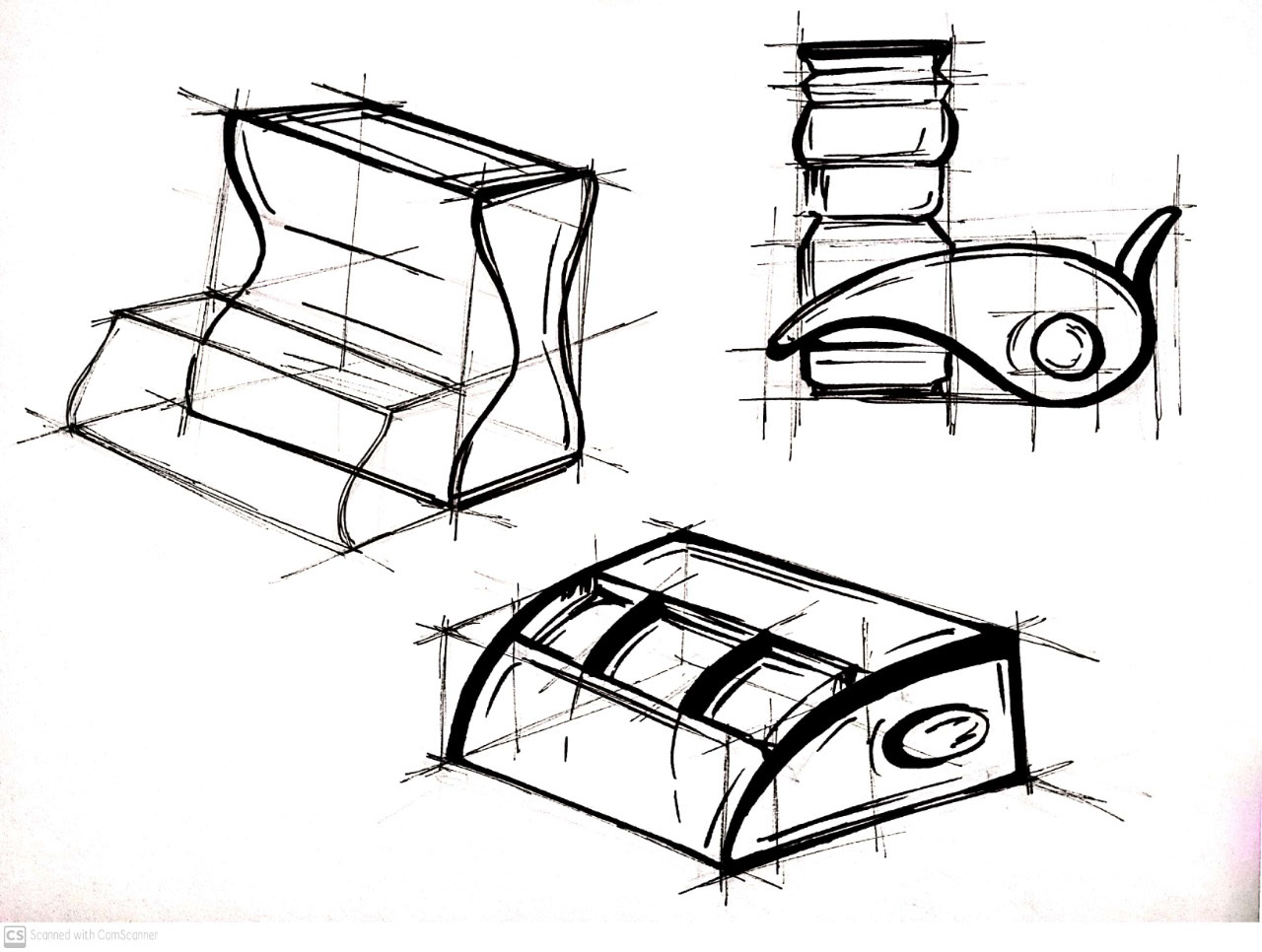 Industrial Design Sketch for Redesigning Dustbin