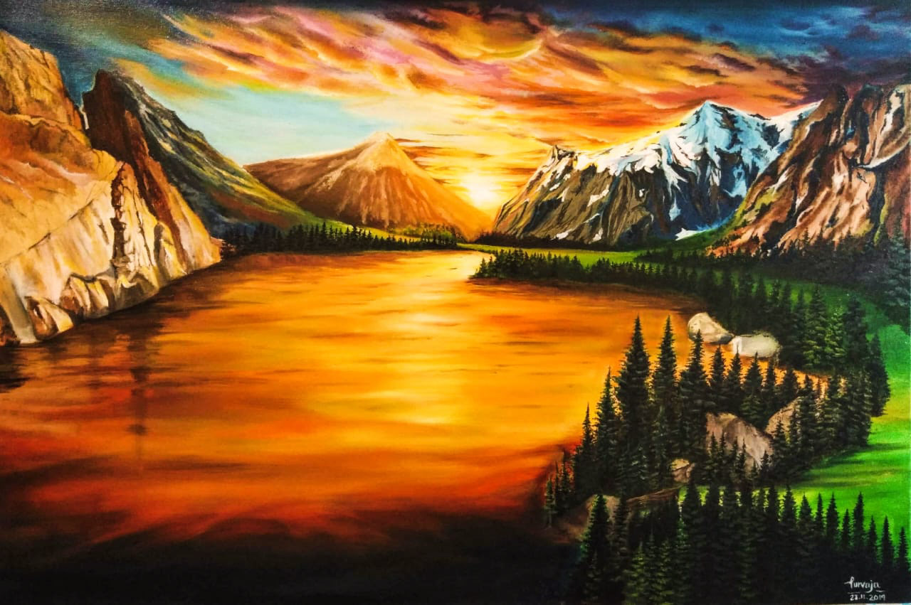 Sunset | Oil on Canvas Board | 4'x 2'