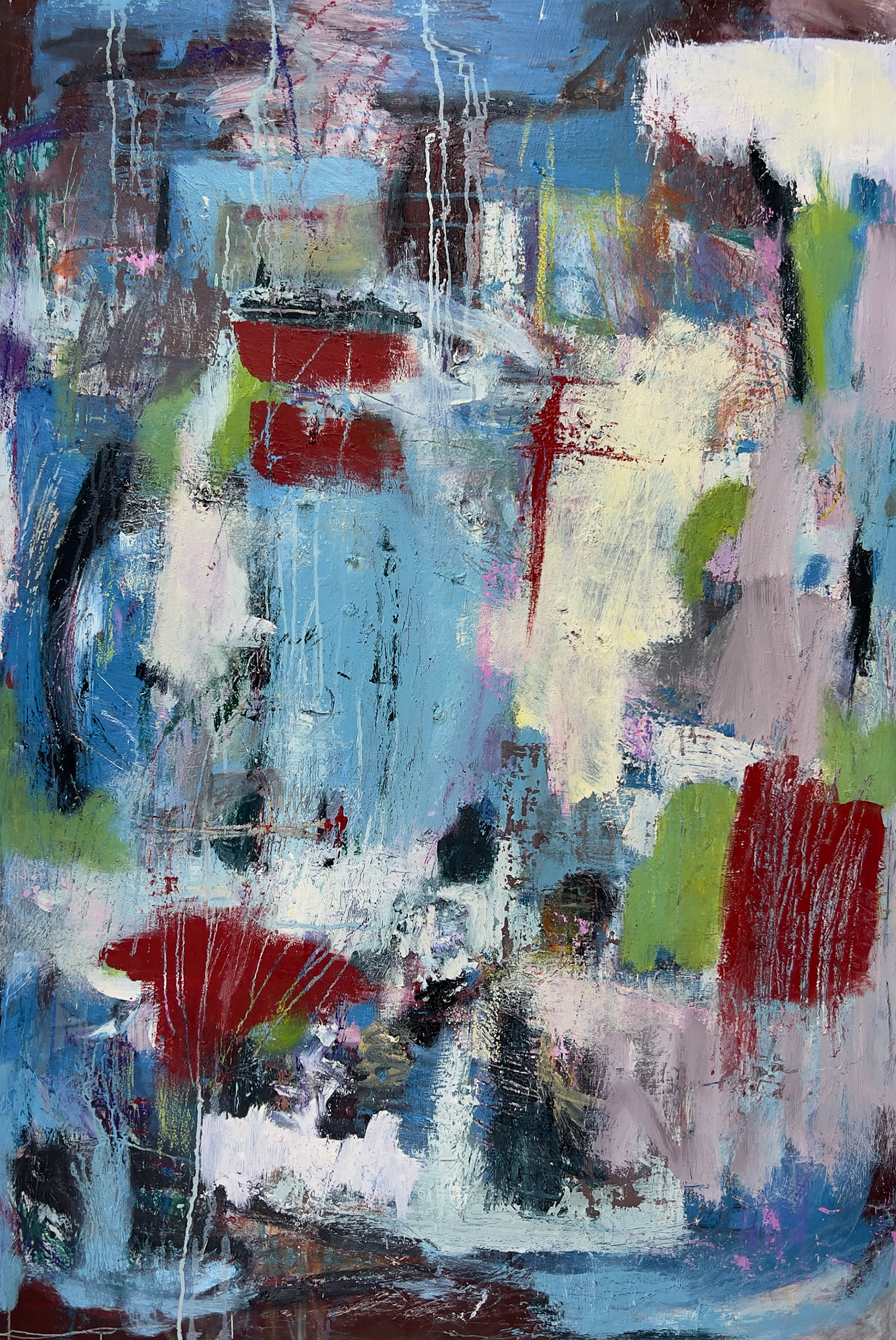 Scraped and Scratched and Blew His House Down • oil on panel • 48" x 32" 2024
