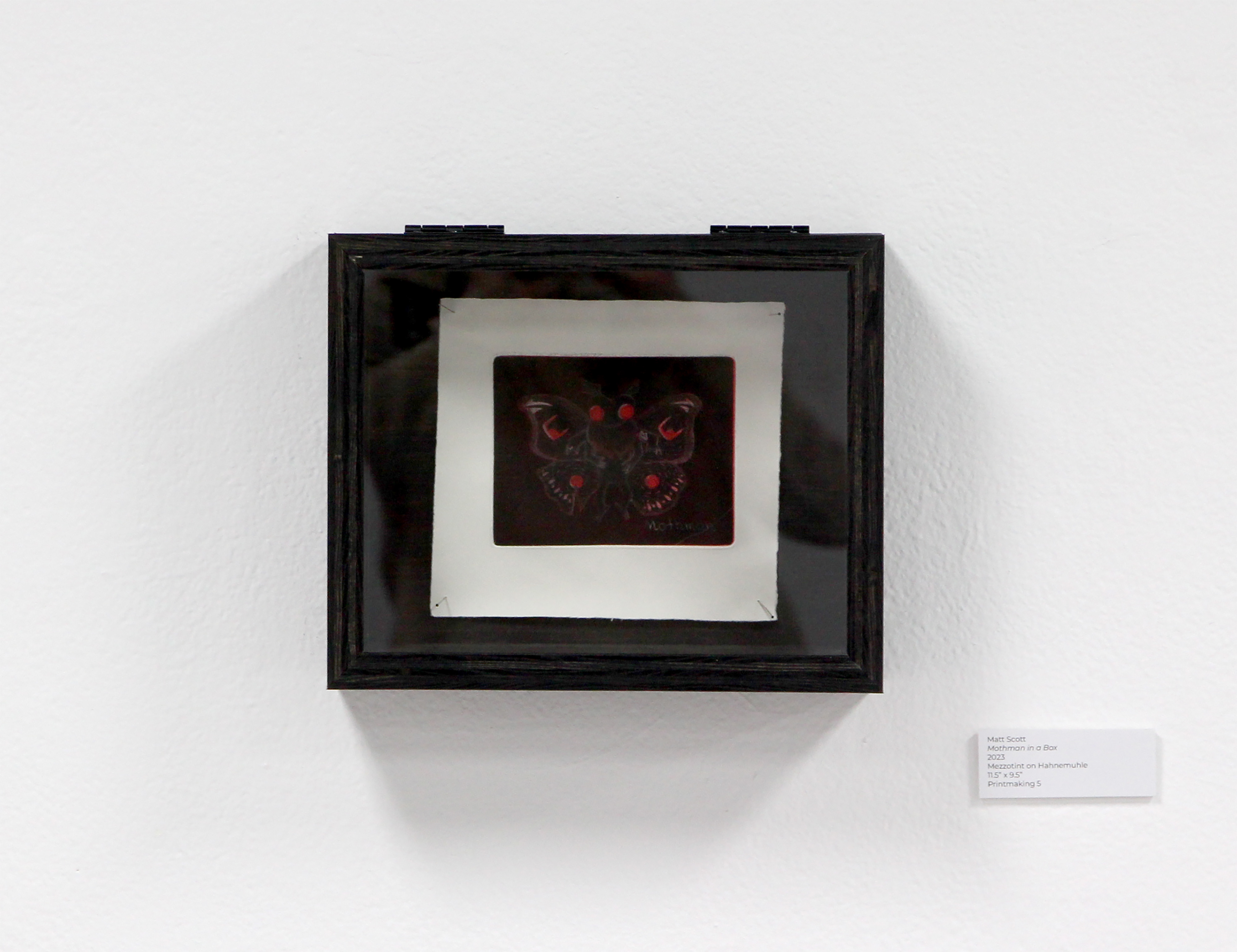 Mothman in a Box - 2023 - Mezzotint on Hahnemuhle - 11.5" x 9.5"