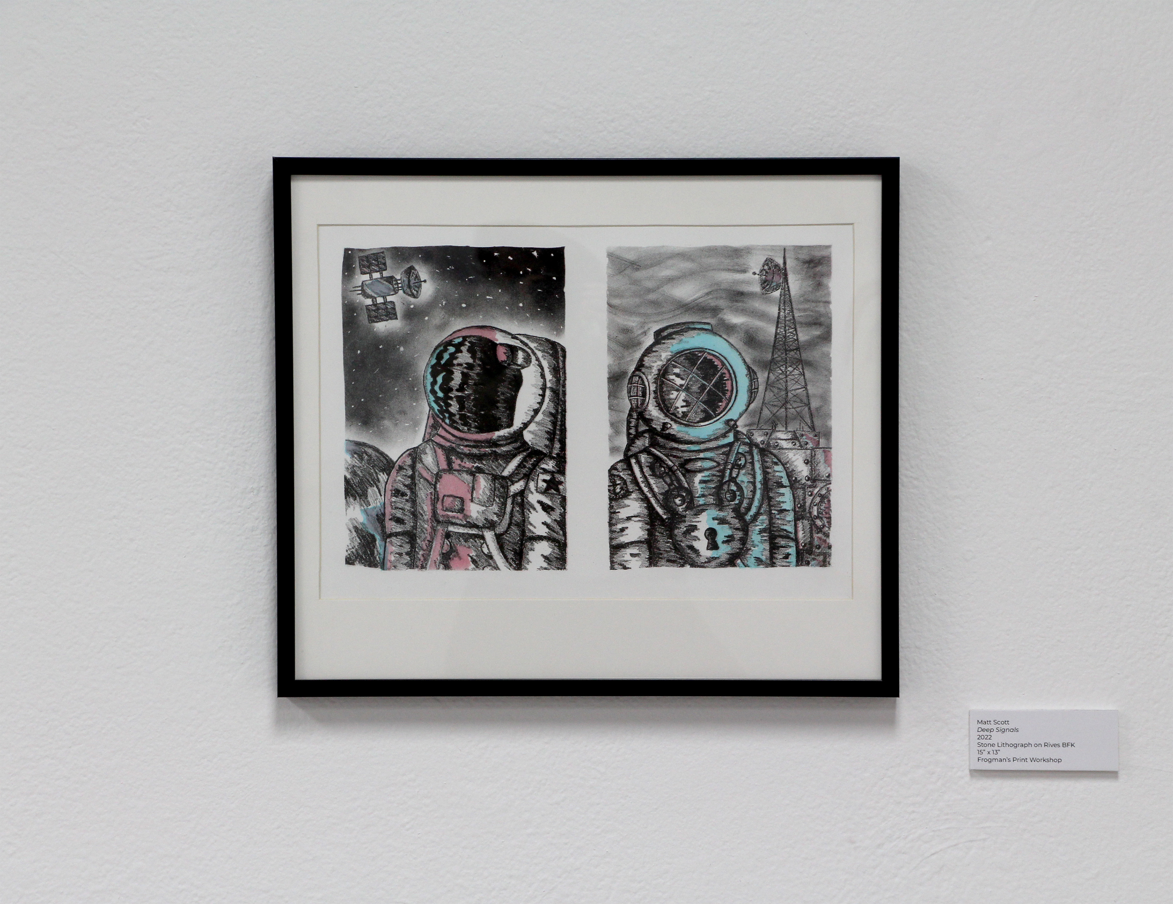 Deep Signals - 2022 - Stone Lithograph on Rives BFK - 15" x 13"