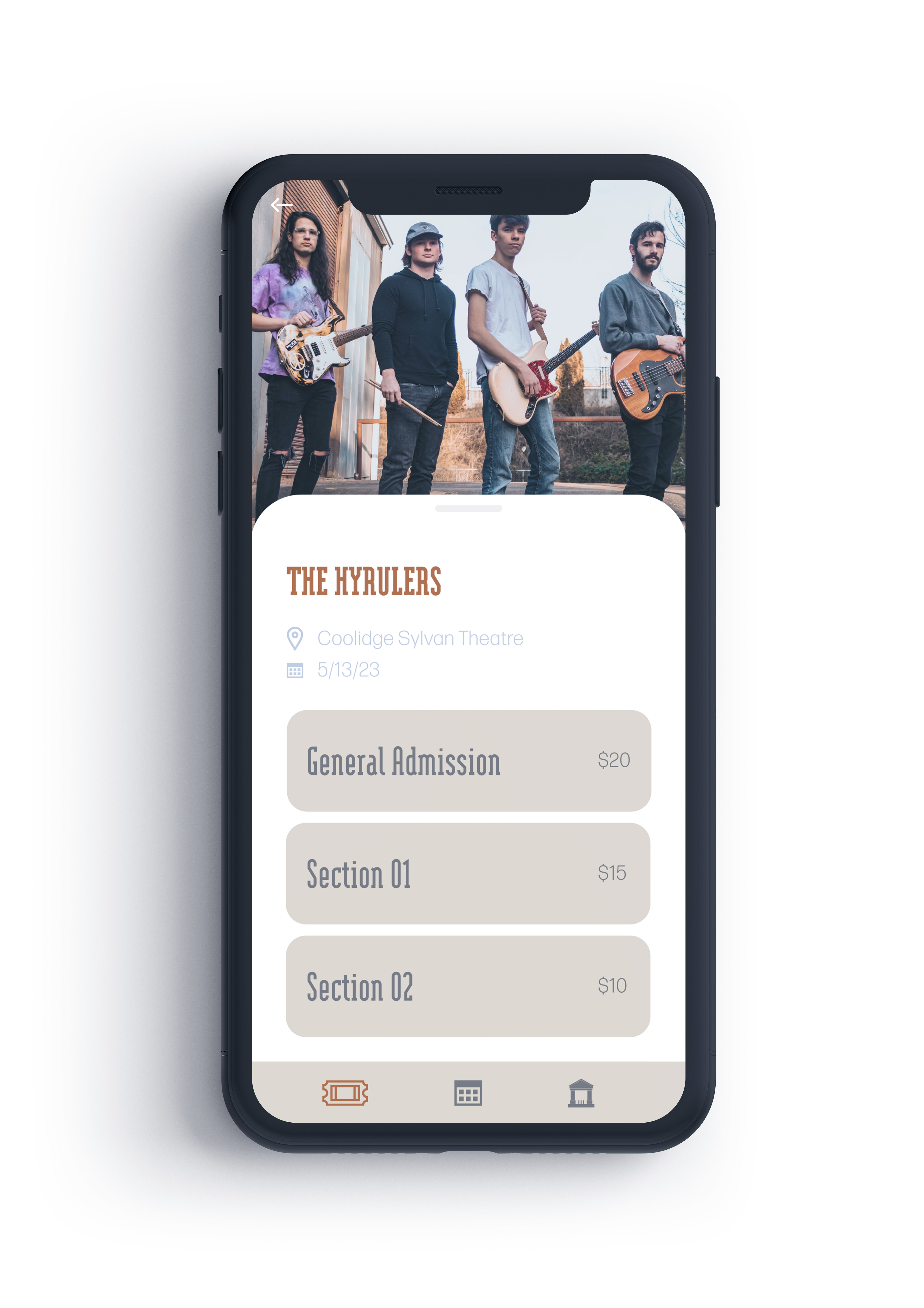 App Ticket Selection Page
