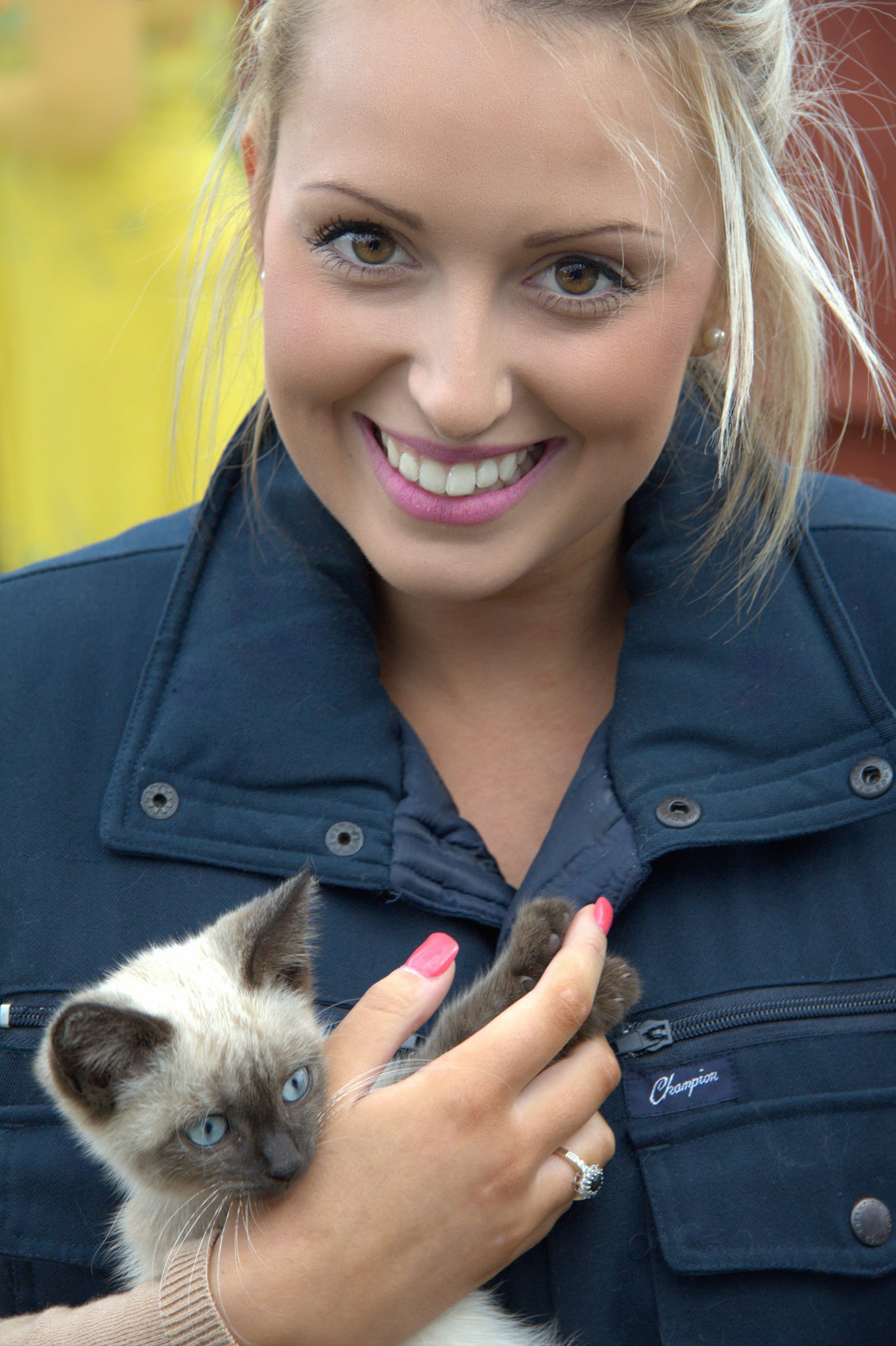 Laura with the kitten from next door
