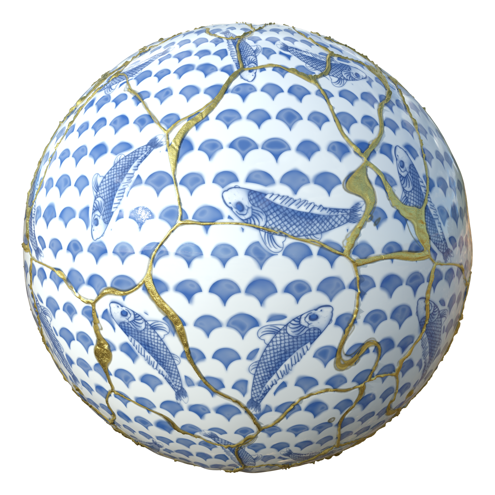 Kintsugi porcelain - Koi fish