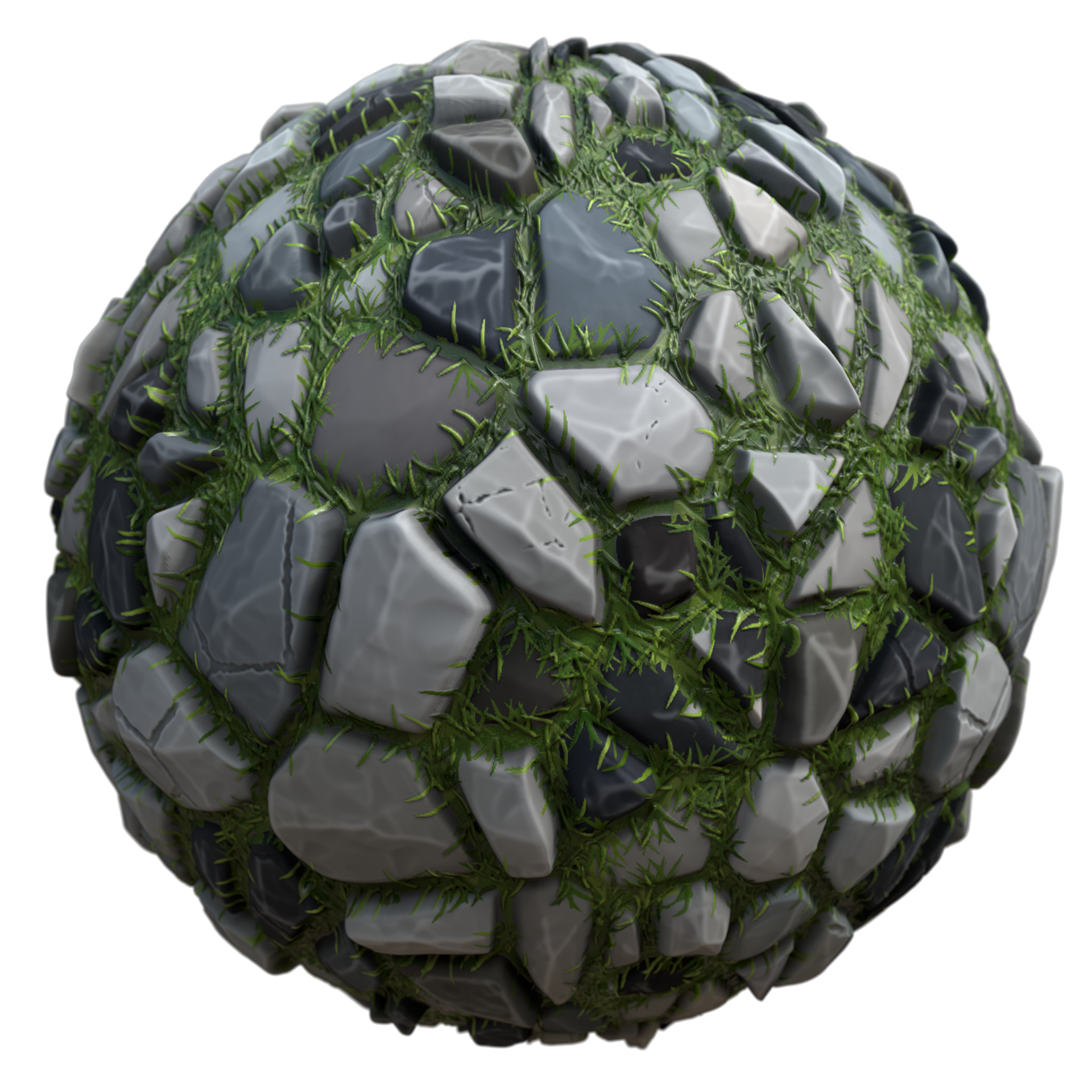 Stylized rocks on grass, low poly