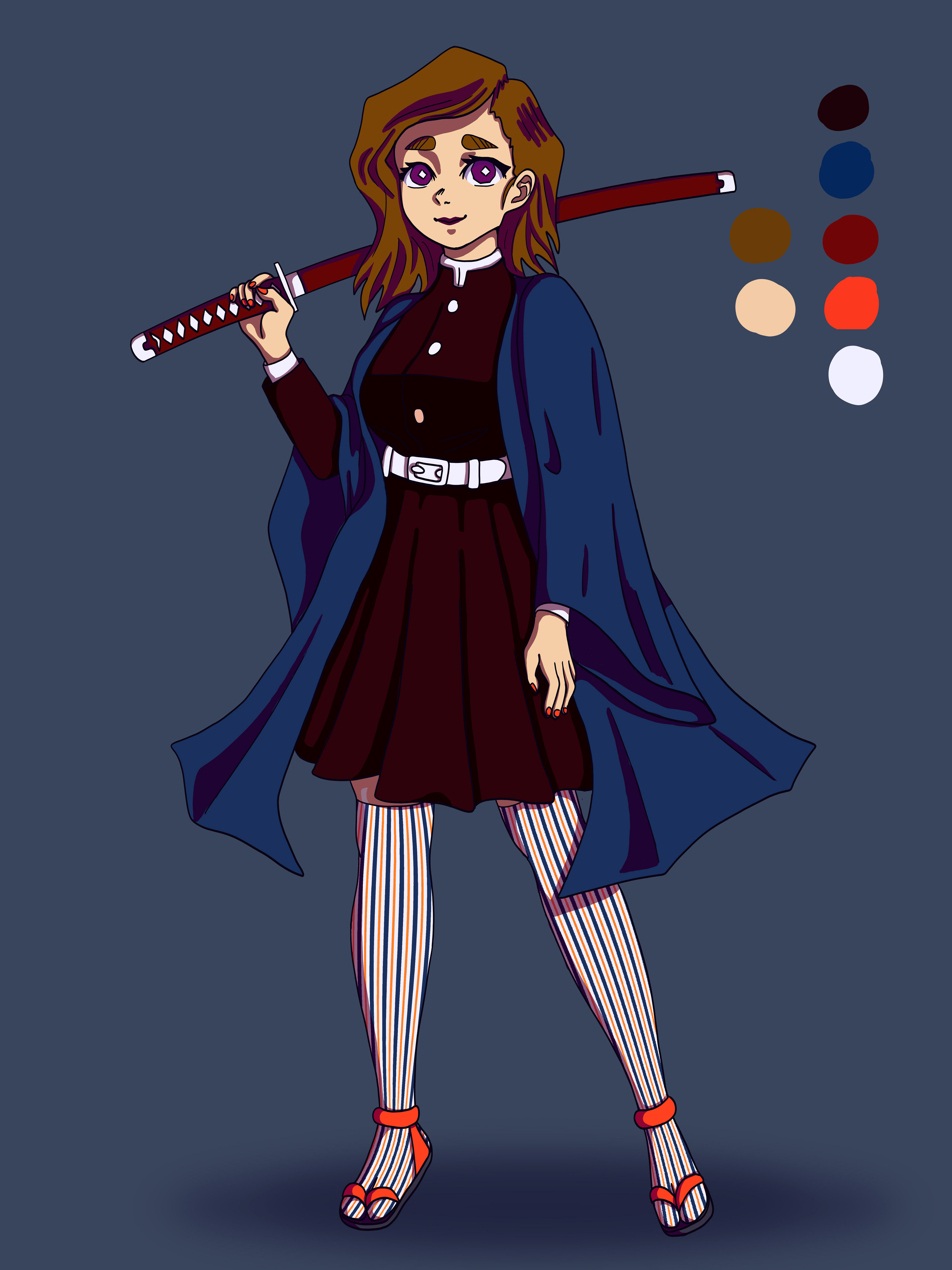 Demon Slayer character design 2, with colour and partial shading