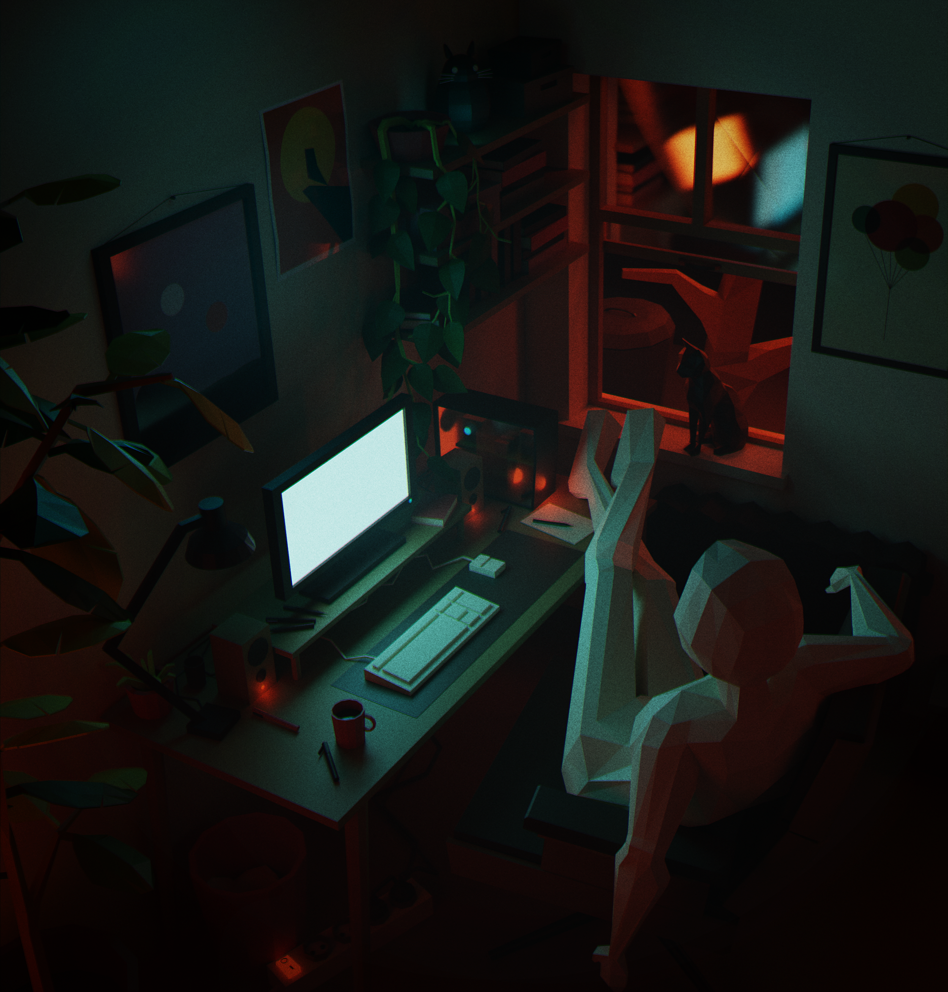 LowPoly - Late Night at Home