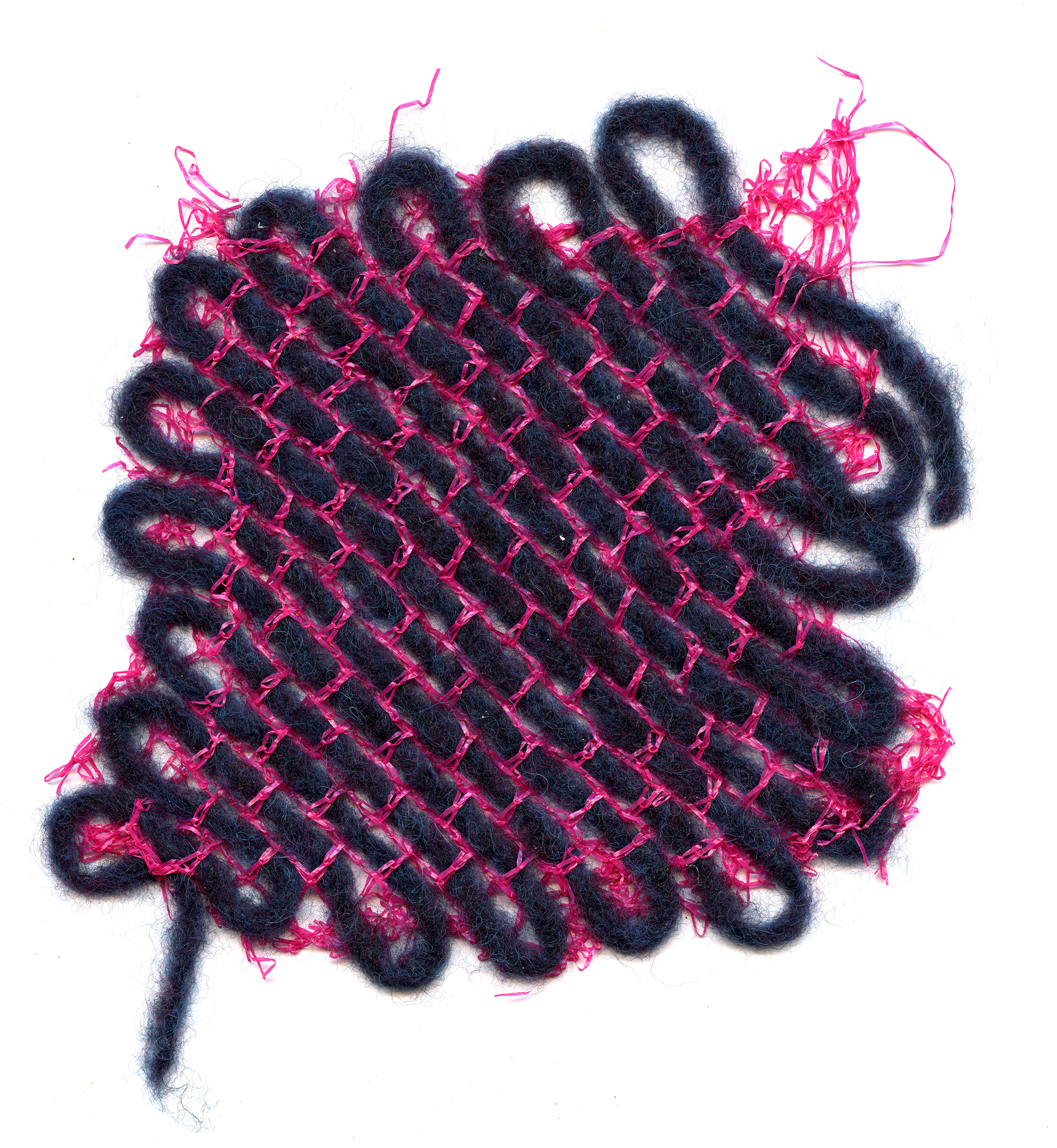 Sketch, Experimental Weaving With Plastic Mesh and Leftover Yarn, Inspired by Heimtextil Trend 21/22 Repurpose