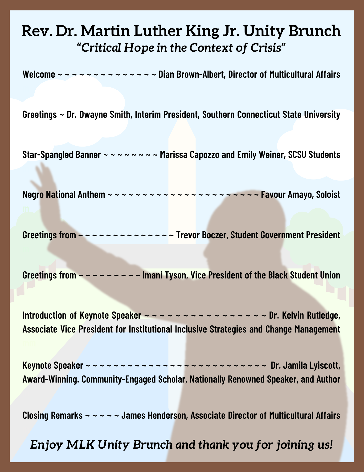 Program for MLK Unity Brunch, February 2024