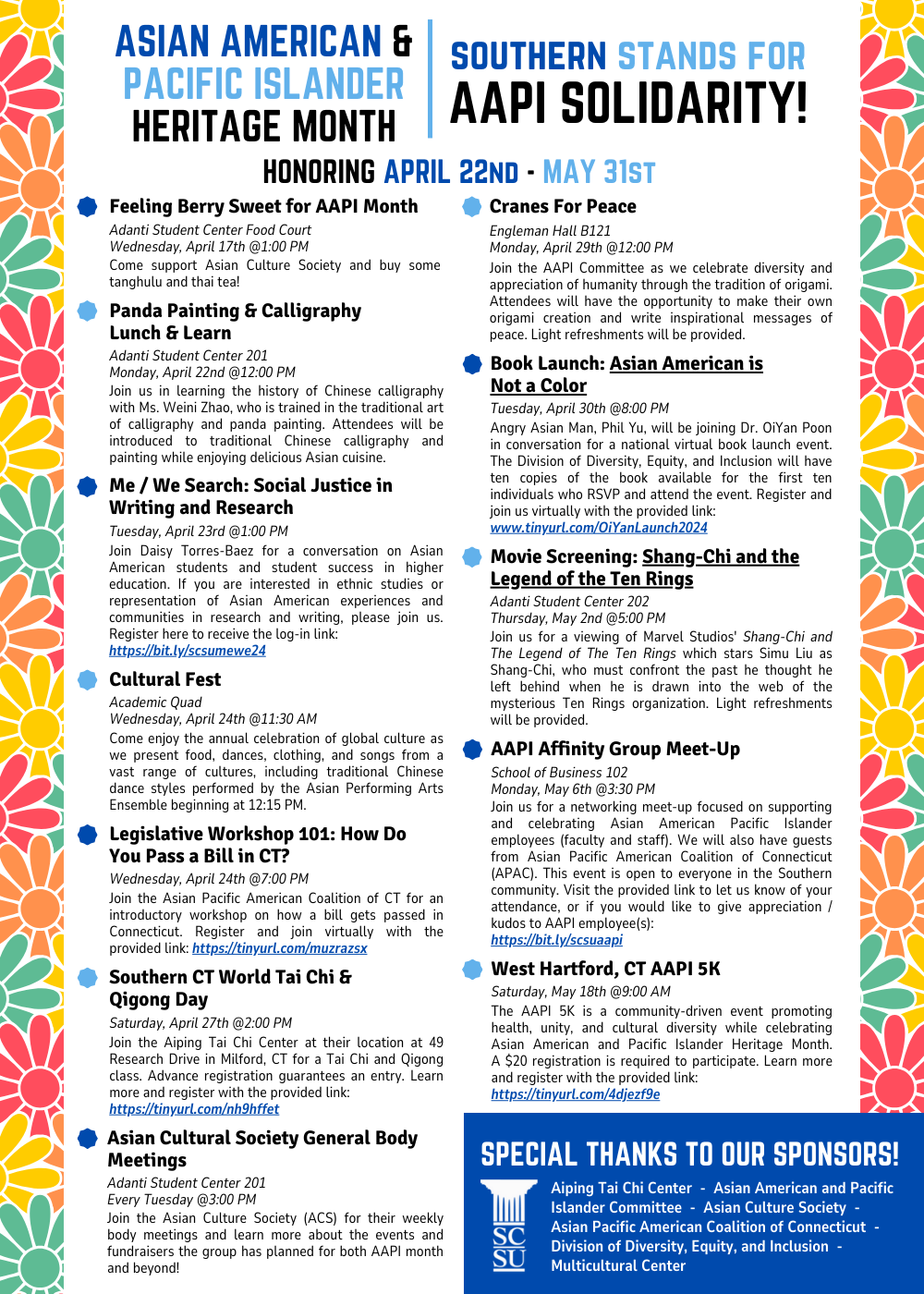 Asian American & Pacific Islander Heritage Month Event Calendar, April 2024