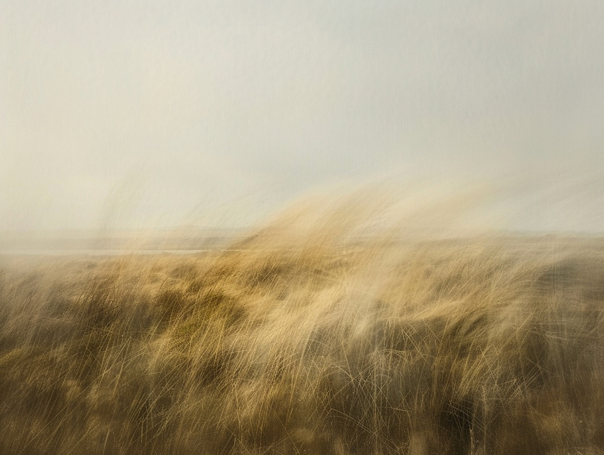a high quality photography, Das Bild zeigt eine abstrahierte Landschaft, wahrscheinlich eine KÃ¼stenlinie, mit einer starken BewegungsunschÃ¤rfe, die durch eine Langzeitbelichtung oder Nachbearbeitung erreicht wurde. Die dominierenden Farben sind kÃ¼hl, mit Blau- und GrautÃ¶nen, was eine ruhige, doch auch etwas melancholische Stimmung vermittelt. Die Horizontlinie ist nur schwach zu erkennen, was dem Bild eine minimalistische QualitÃ¤t gibt und den Betrachter dazu einlÃ¤dt, sich auf die Textur und das Spiel von Licht und Schatten zu konzentrieren. Die Technik der BewegungsunschÃ¤rfe erinnert an die Arbeiten von Fotografen wie Michael Kenna oder Hiroshi Sugimoto, die oft einfache Kompositionen mit einer starken Betonung von Form, Licht und Zeit verwenden. Was die kÃ¼nstlerische Aussage betrifft, kÃ¶nnte das Bild ein GefÃ¼hl der Bewegung oder des FlieÃŸens ausdrÃ¼cken, vielleicht als Metapher fÃ¼r die FlÃ¼chtigkeit der Zeit oder die stÃ¤ndige VerÃ¤nderung in der Natur. --chaos 10 --ar 4:3 --style raw --stylize 200 Job ID: 50c5fb2c-6027-414c-a94f-69279407d8fb