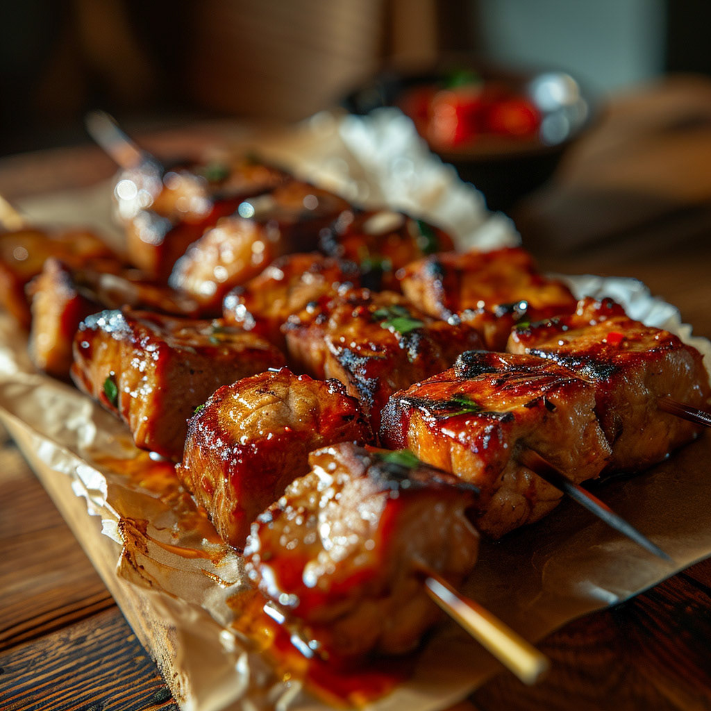 photography of a shashlik skewer wrapped in transparent film as a birthday present --stylize 750 --v 6 Job ID: dc7d2689-22a0-4a96-969e-fbd67c2105dc