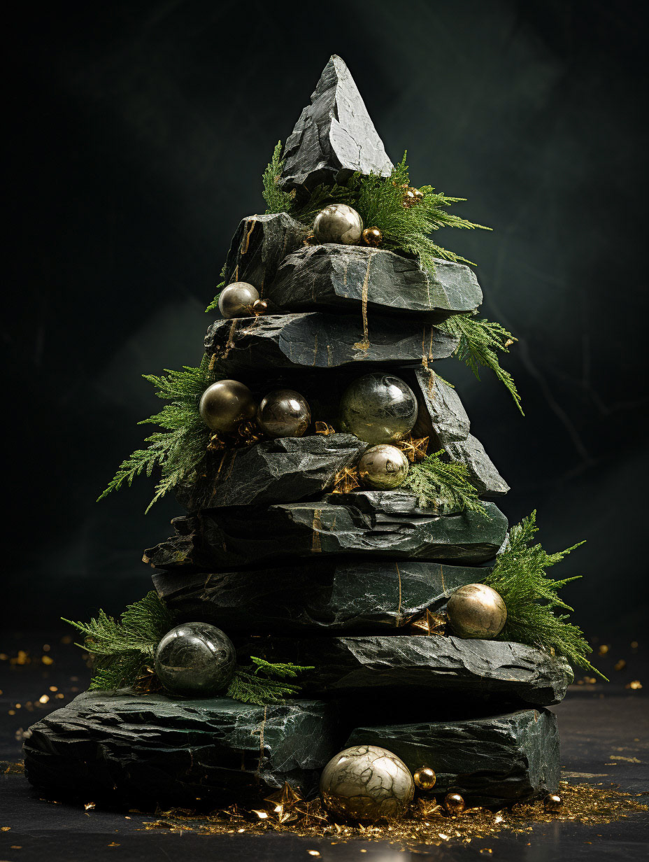 a Christmas tree made different granite surfaces, , high quality studio photography, solid background --ar 3:4 --style raw --stylize 750 --v 5.2 Job ID: 869c87e7-795b-4c1b-8341-9e5c39cbd8fd