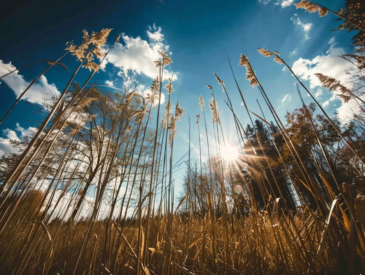 A high resolution landscape photography of a sunny cold morning in north germany, seen from a low angle --chaos 20 --ar 4:3 --style raw --stylize 600 --weird 300 Job ID: 092fab68-2c29-44fa-ba72-3d748dff29dd