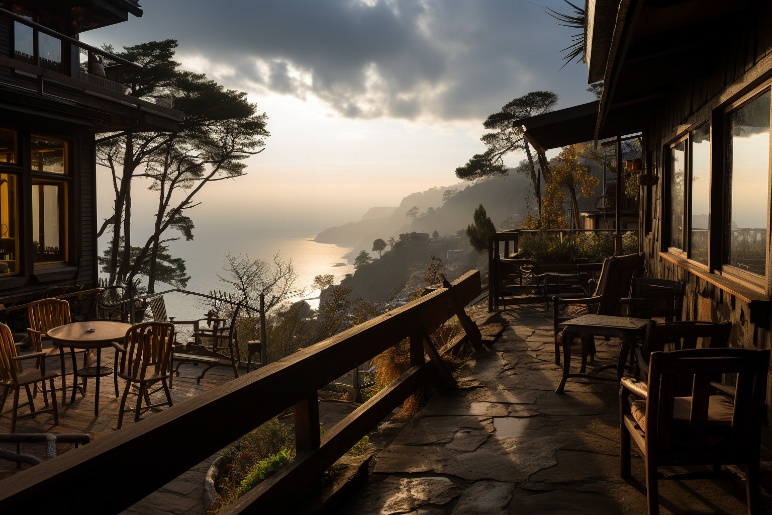 I was sitting in this house, on the mountainside, far in the distance you could see the sea on a clear day. I had time and peace, but I couldn't think clearly, something was bothering me , dark light photography--ar 3:2 --style raw --stylize 750 --v 5.2 Job ID: 850be439-1687-4151-abab-f6b328f05863