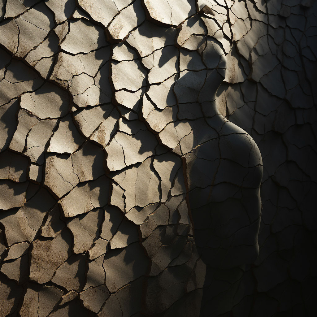 the shadows of the structure form as optical illusion the shape of a human body --v 5.2 Job ID: 74886f09-af18-4a77-974a-c5fe73127cce