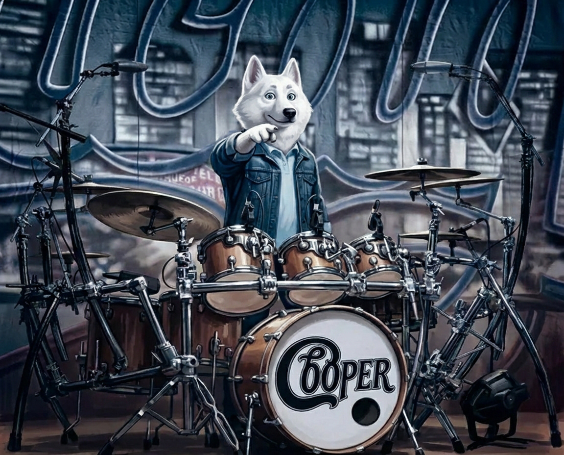 Cooper on the Drums