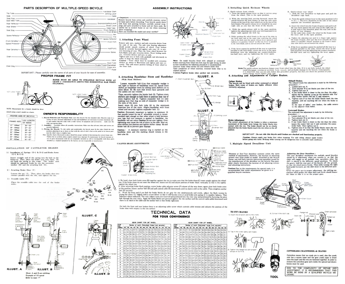 Overly Complex Bicycle Assembly Manual 1986
