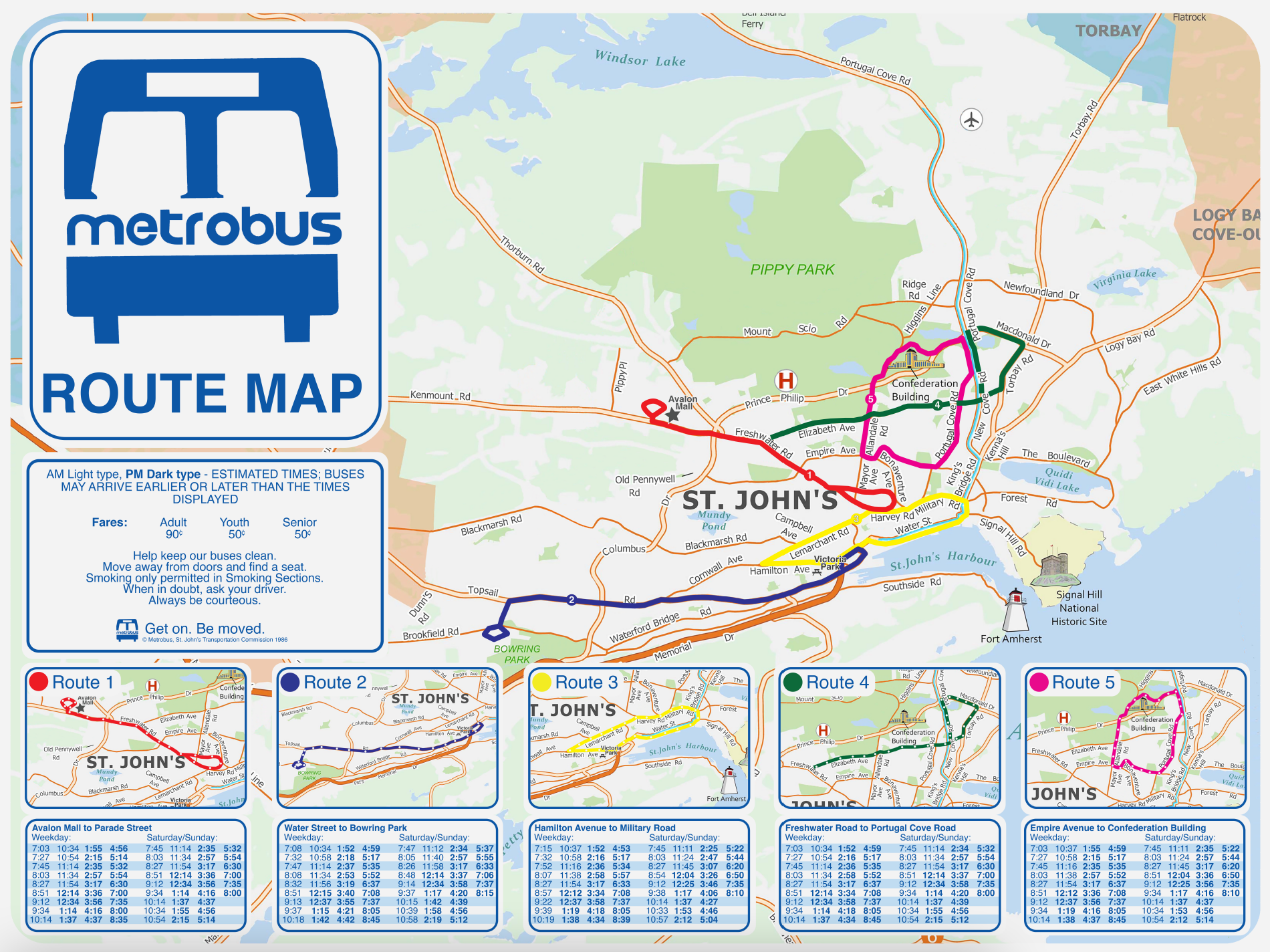 Metrobus Route Map 1980s
