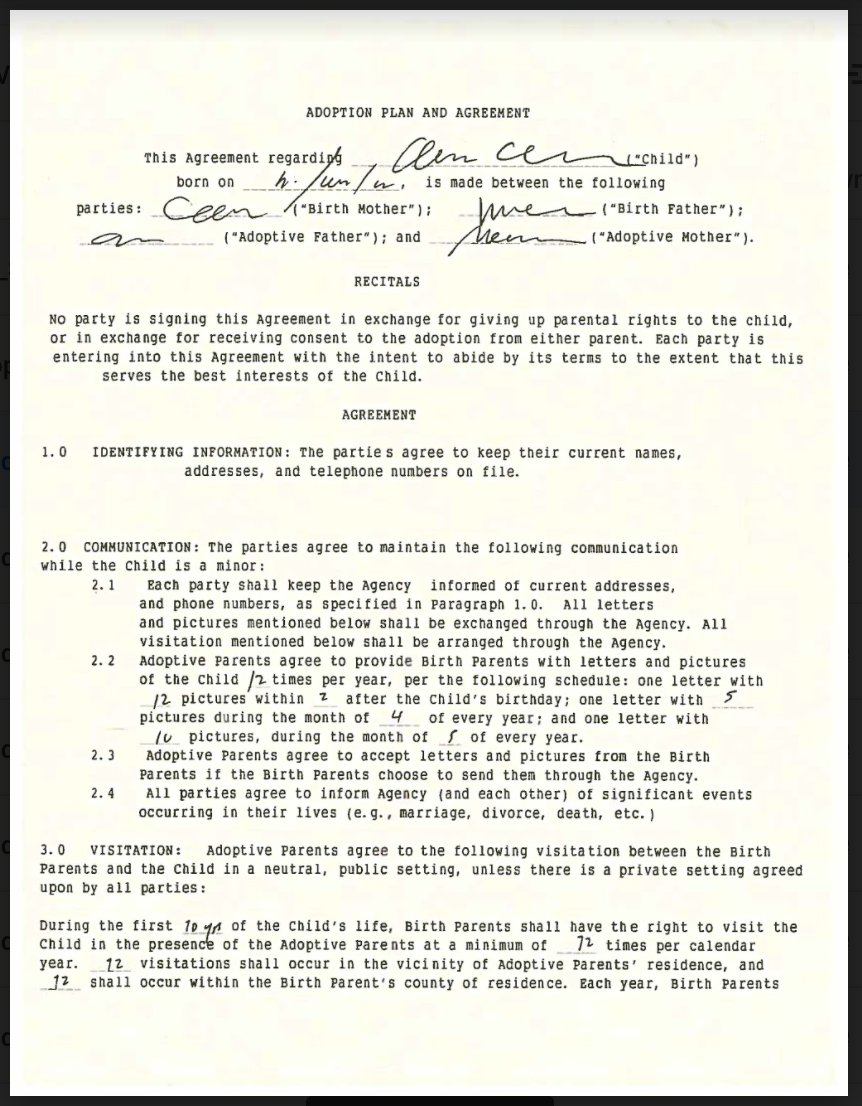 Child and Family Adoption Act 1960s