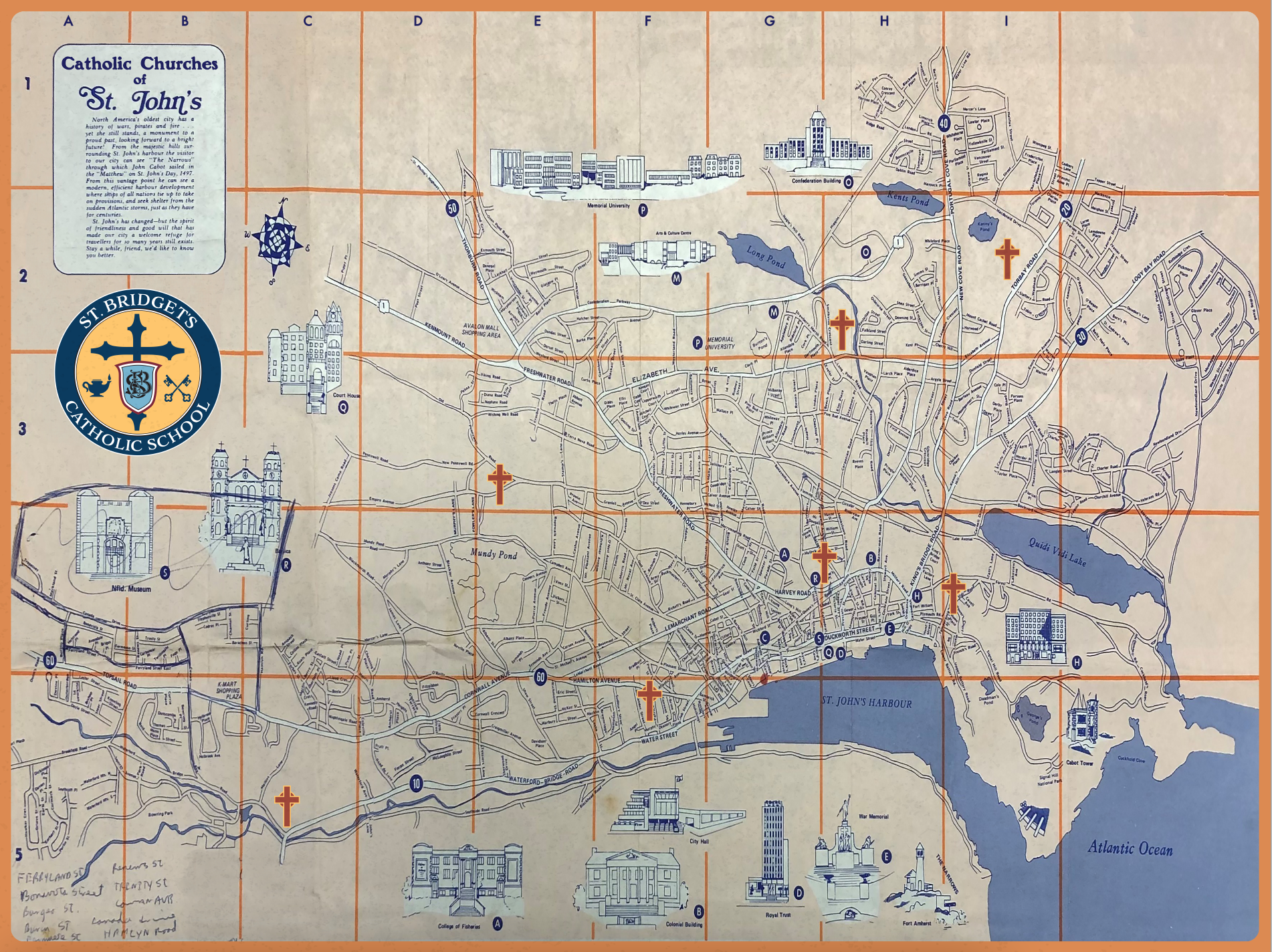 Catholic Churches of St. John's Map 1980s