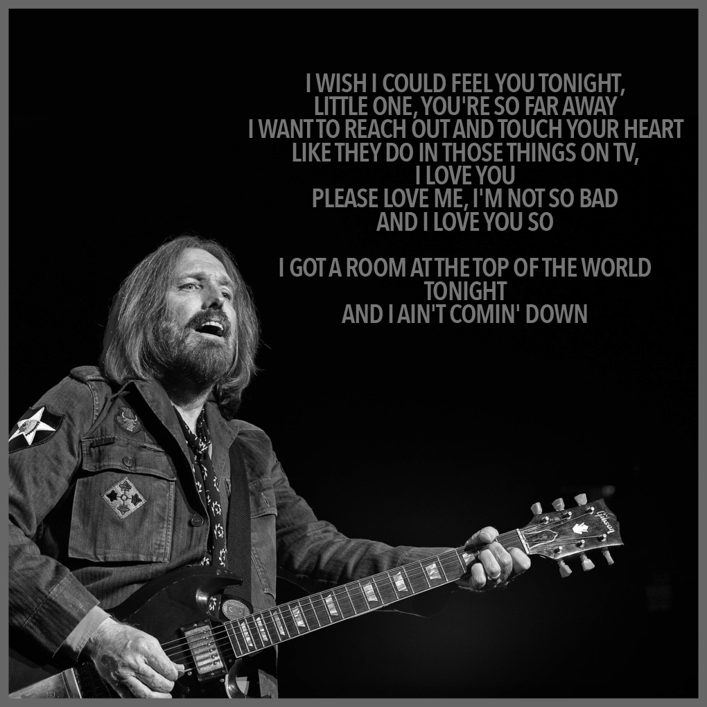 A graphic to accompany a cover of Petty's Room at the Top upon his death