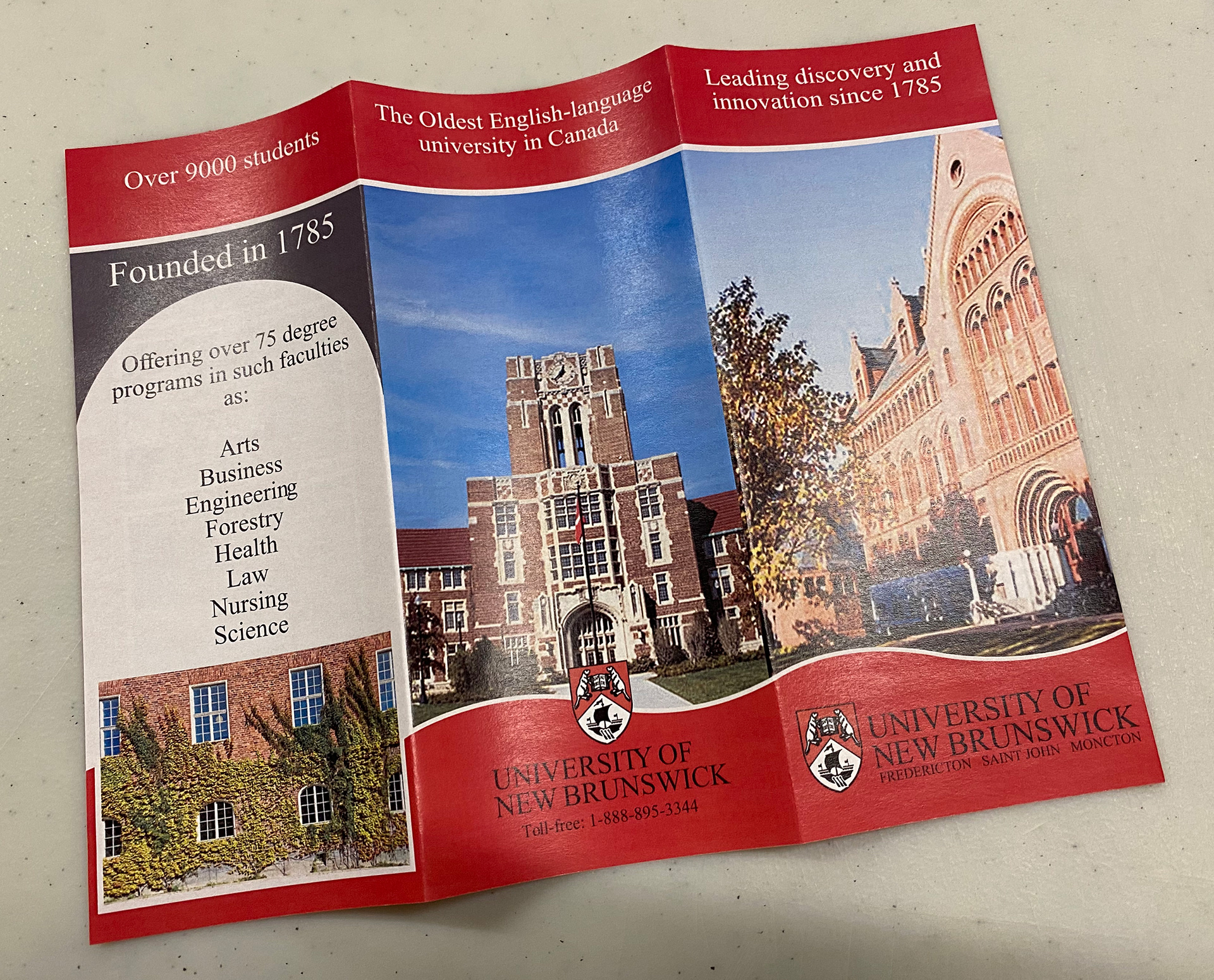 UNB Brochure outside 1987