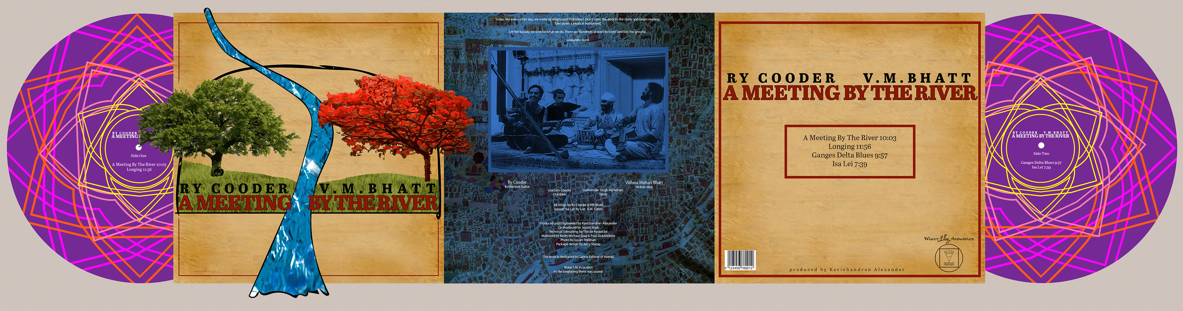 A project to design a vinyl re-issue of Ry Cooder & V.M.Bhatt's A Metting By The River.