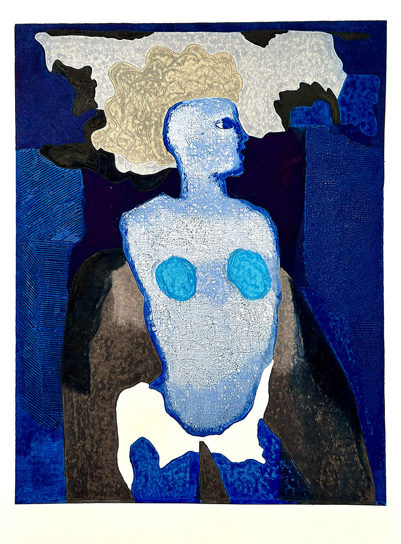 Halina Chrostowska, "Figura srebna II", 1977, Own Graphical Technique 1/1, Original, 81 x 55,5 cm