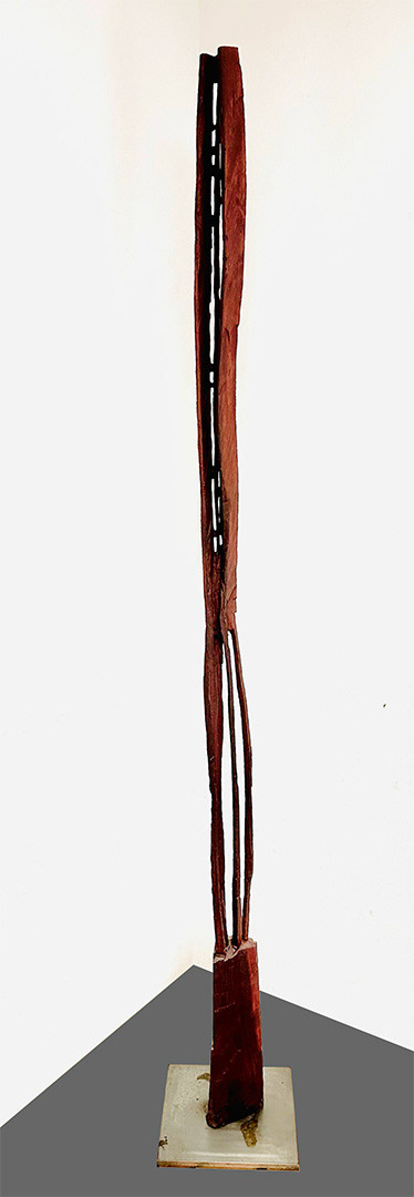 "Untitled", 2019, Painted, Wood, Wood and Steel Wooden Sculpture, 225 x 30 x 30 cm