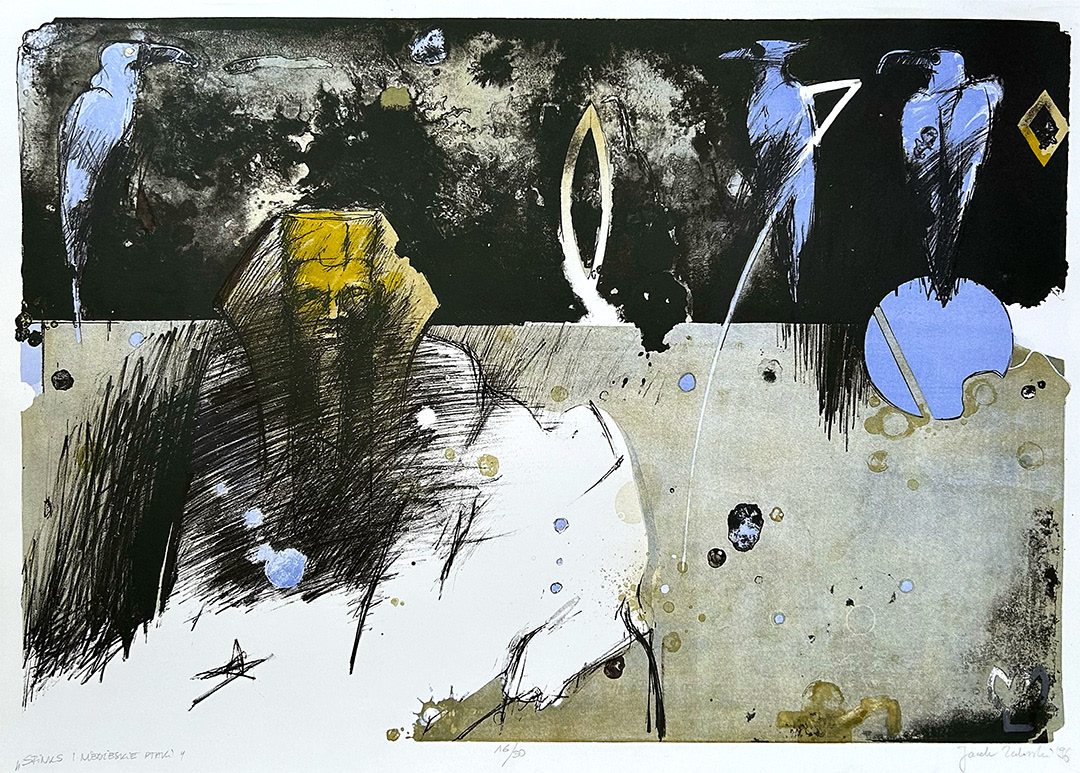 Jacek Zaborski, "Sfinks i Niebisowe Ptaki", Lithography 16/30, 1996, 70 x 100 cm