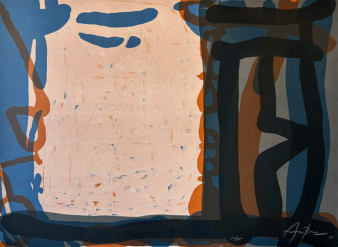 Eduardo Arranz-Bravo, "Casa con anaranjada", Lithography 19/75, 56 x 76 cm, 1988