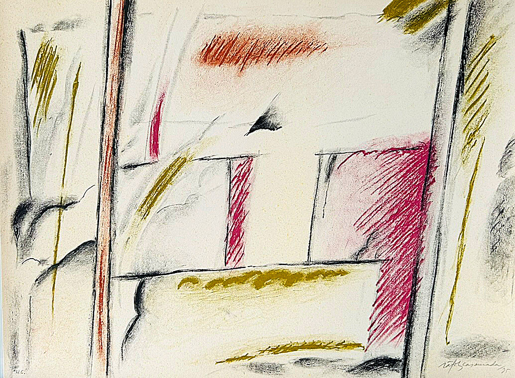 Albert Ràfols-Casamada, "Homenatge a Joan Prats", 1975, 76 x 56 cm, Technique: lithography