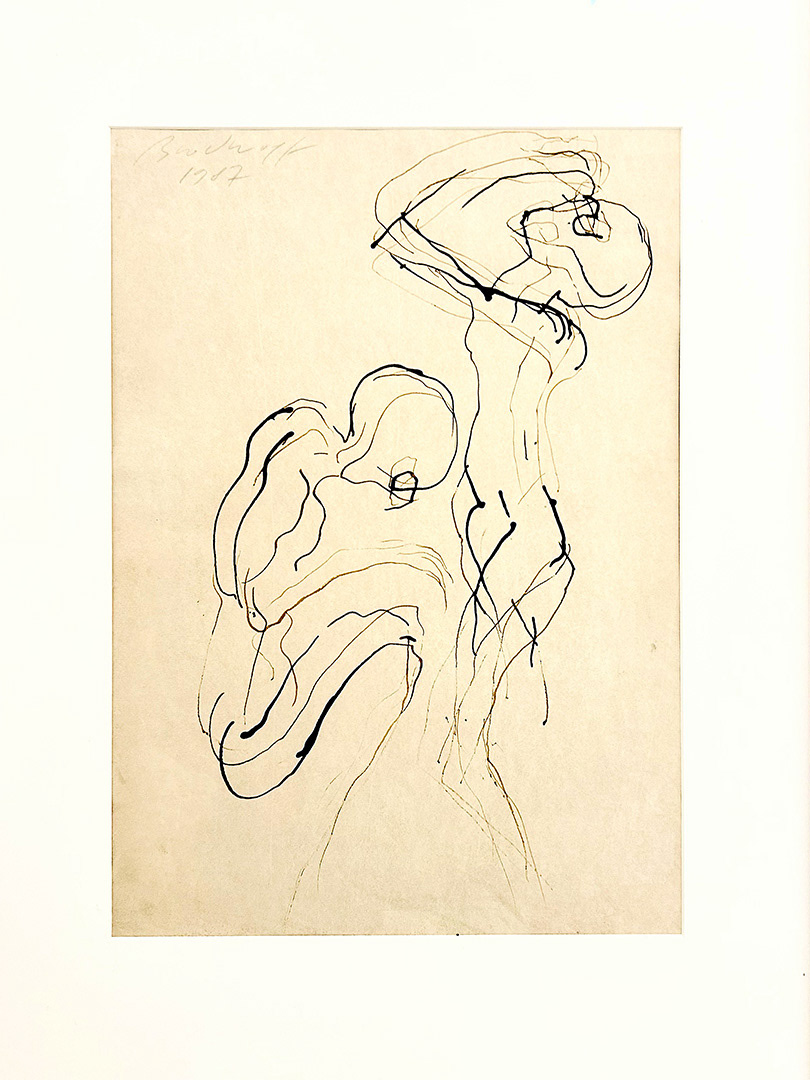 Jurgen BRODWOLF, "Verzweiflung", 1987, Sepia Ink on Velin Paper, 46 x 32 cm