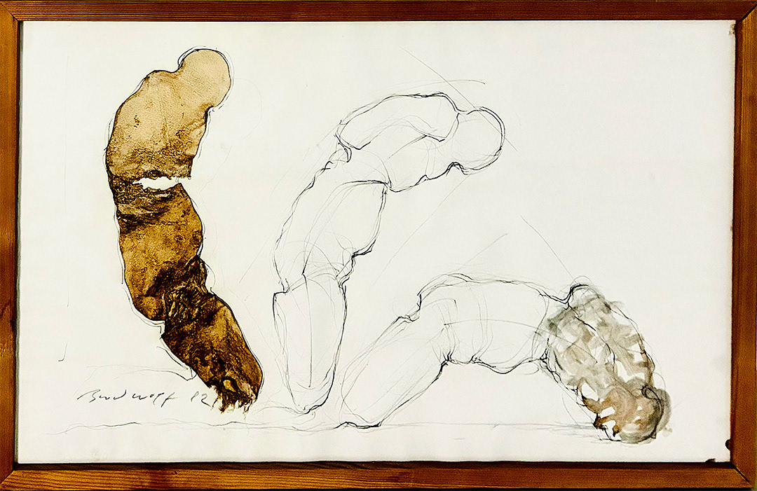 Jurgen BRODWOLF, "Untitled: Figuren in Bewegung", 1982/3, Mixed Media on Paper, 57 x 92 cm